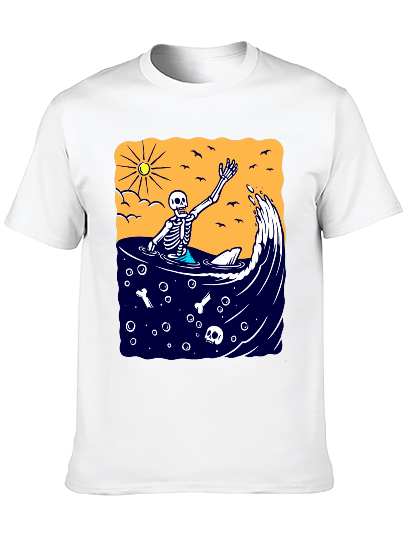 Black Skeleton Surfer T-Shirt - Beach Vibe Graphic Tee view 10