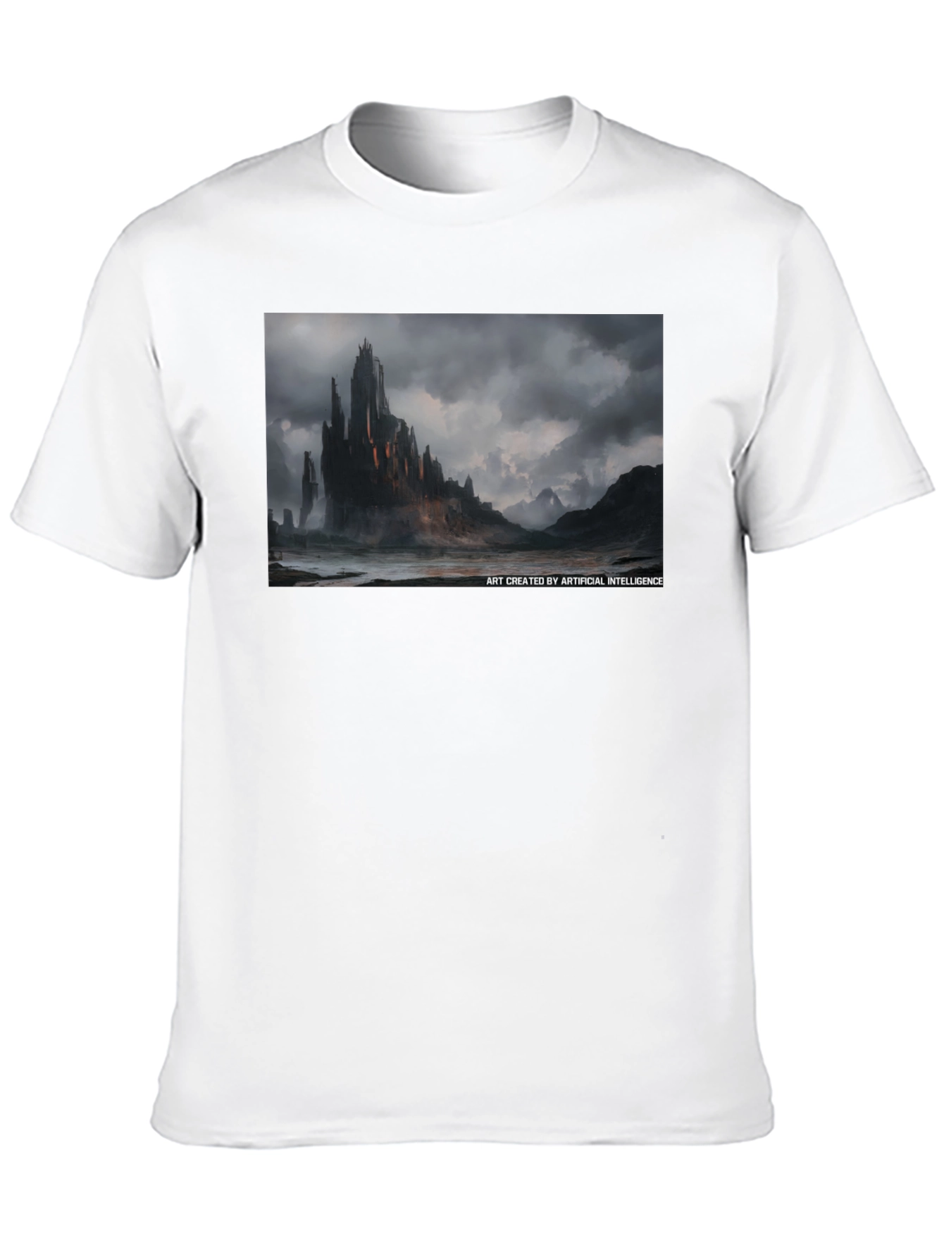 Black Dark Castle AI Art Black Tee - Unique Graphic T-Shirt view 10