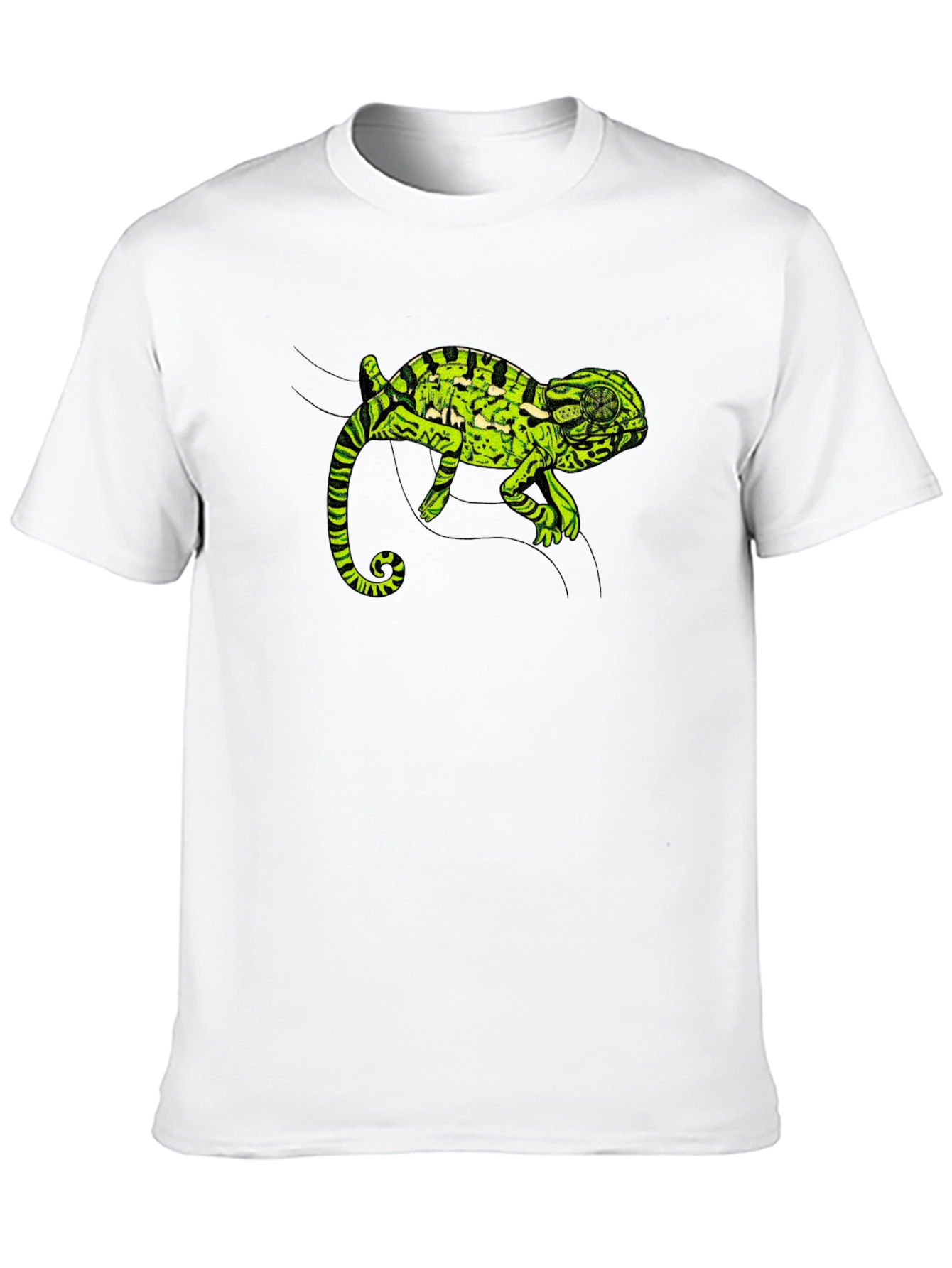 Black Black T-Shirt with Green Chameleon Graphic view 10