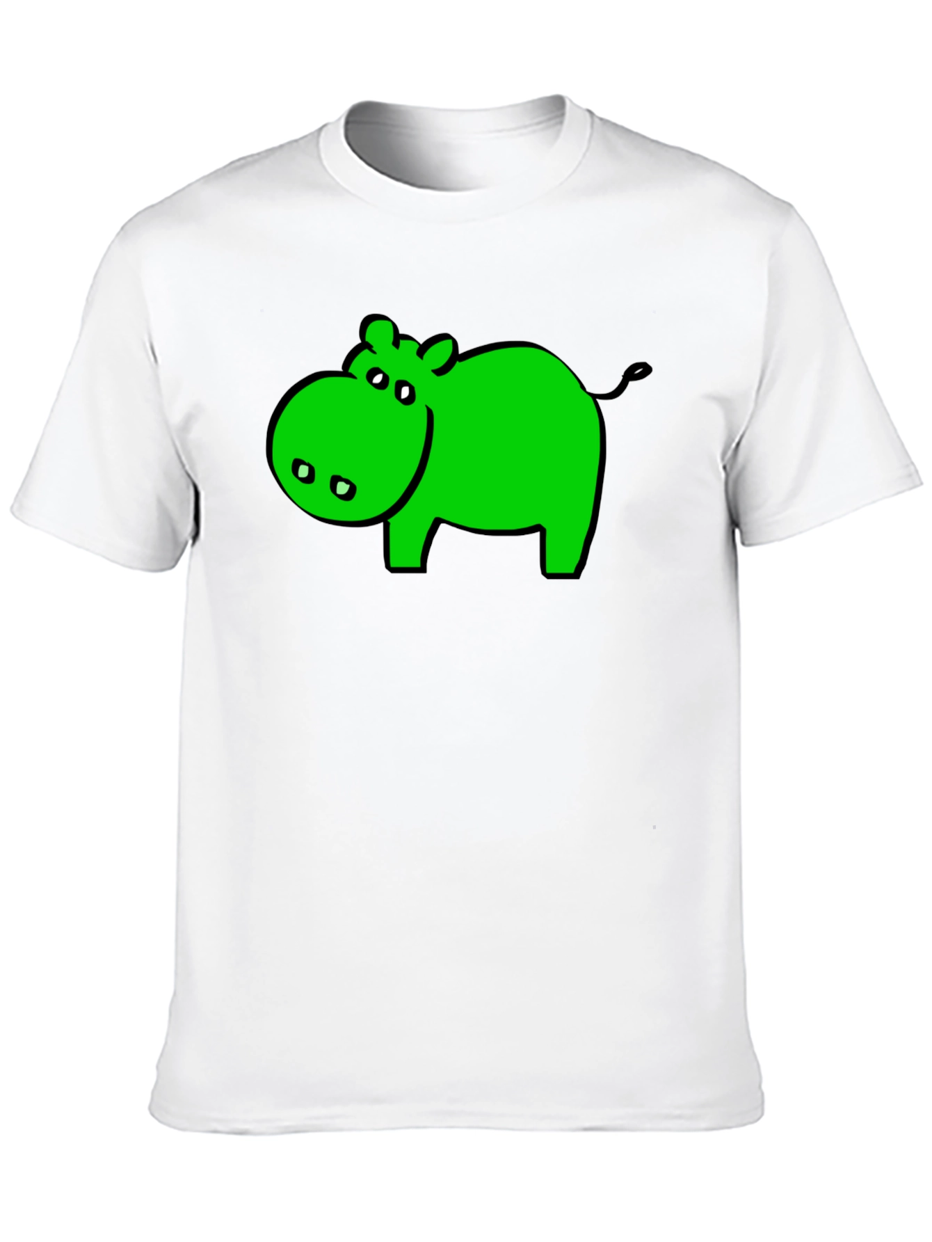 Black Green Hippo Graphic Black T-Shirt - Casual Wear view 10