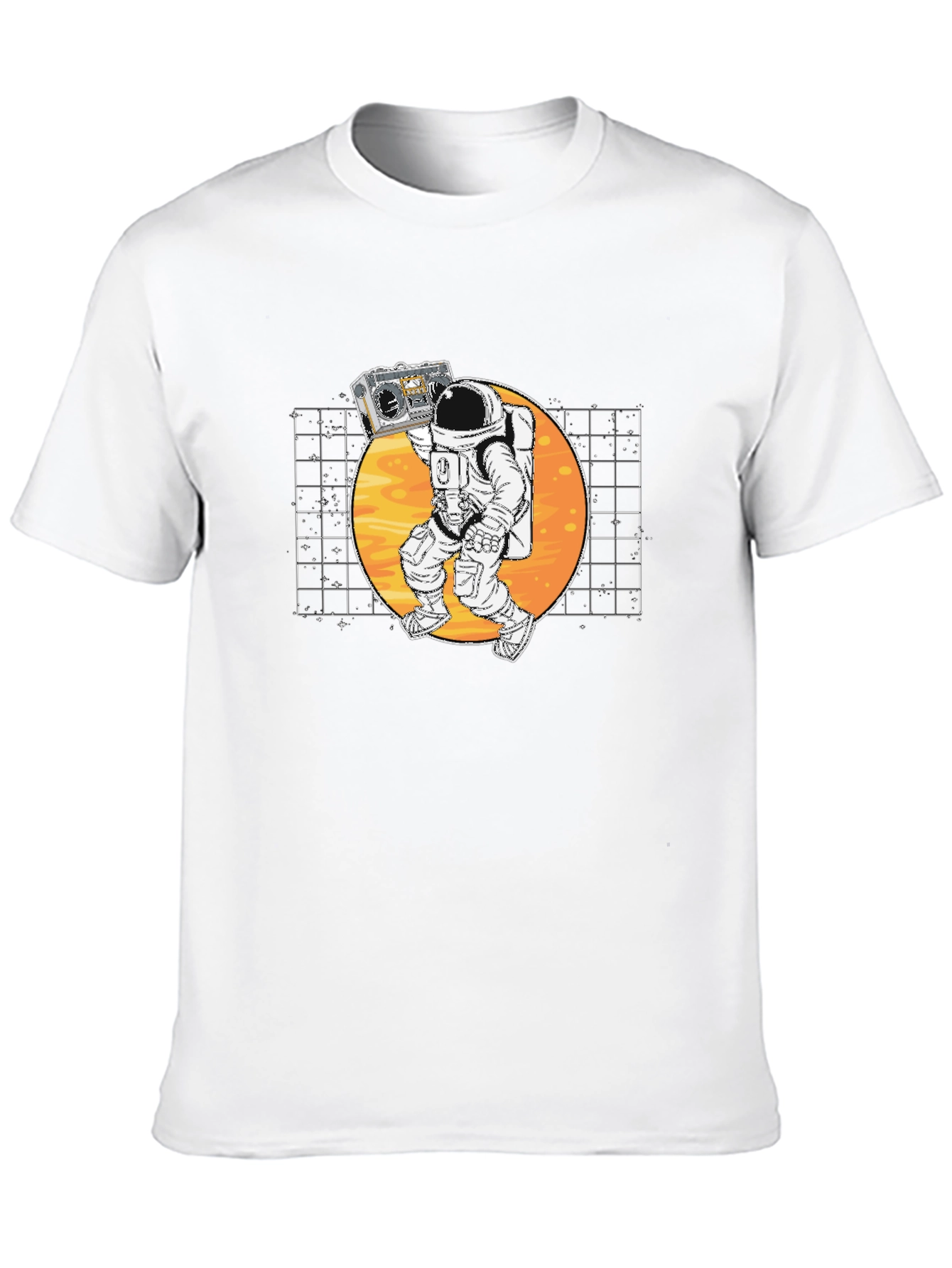 Black Astronaut Boombox Graphic T-Shirt - Retro Space Design view 10