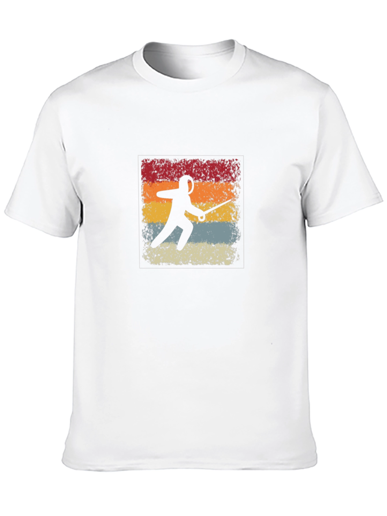 Black Retro Fencing Silhouette Graphic T-Shirt view 10