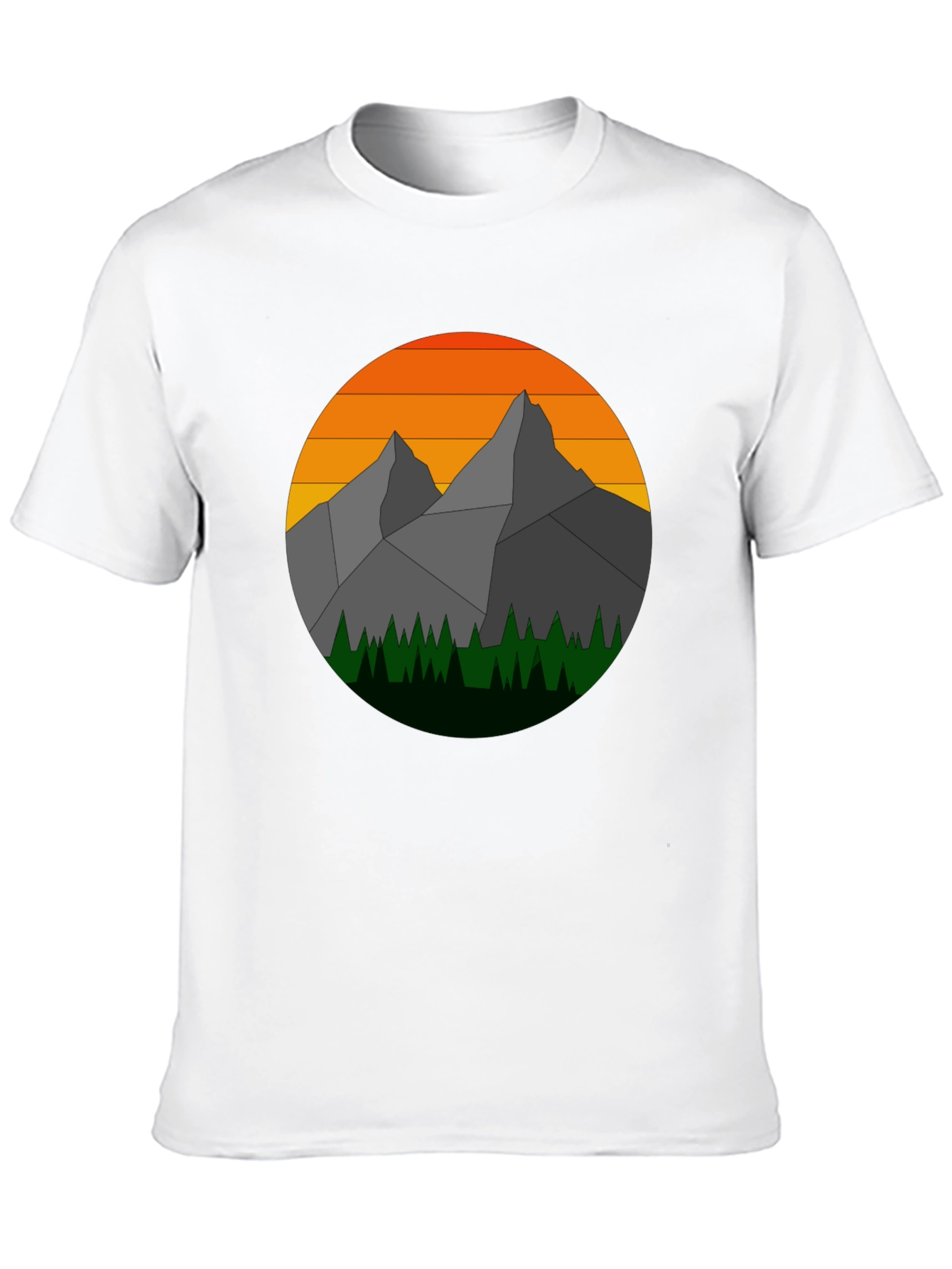 Black Geometric Mountain Sunset Graphic Tee view 10