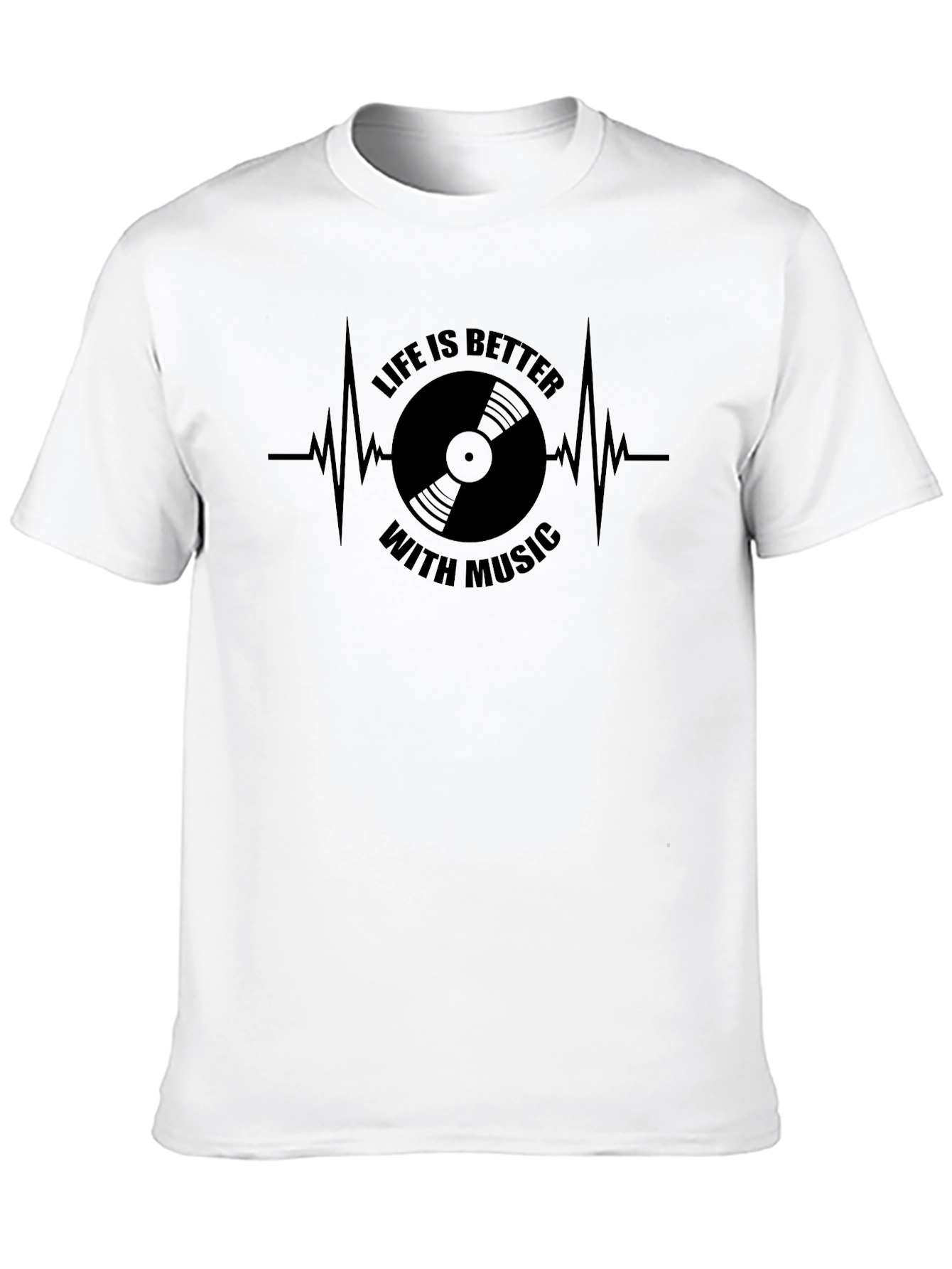 Black Life is Better With Music T-Shirt - Vinyl Record Heartbeat view 10