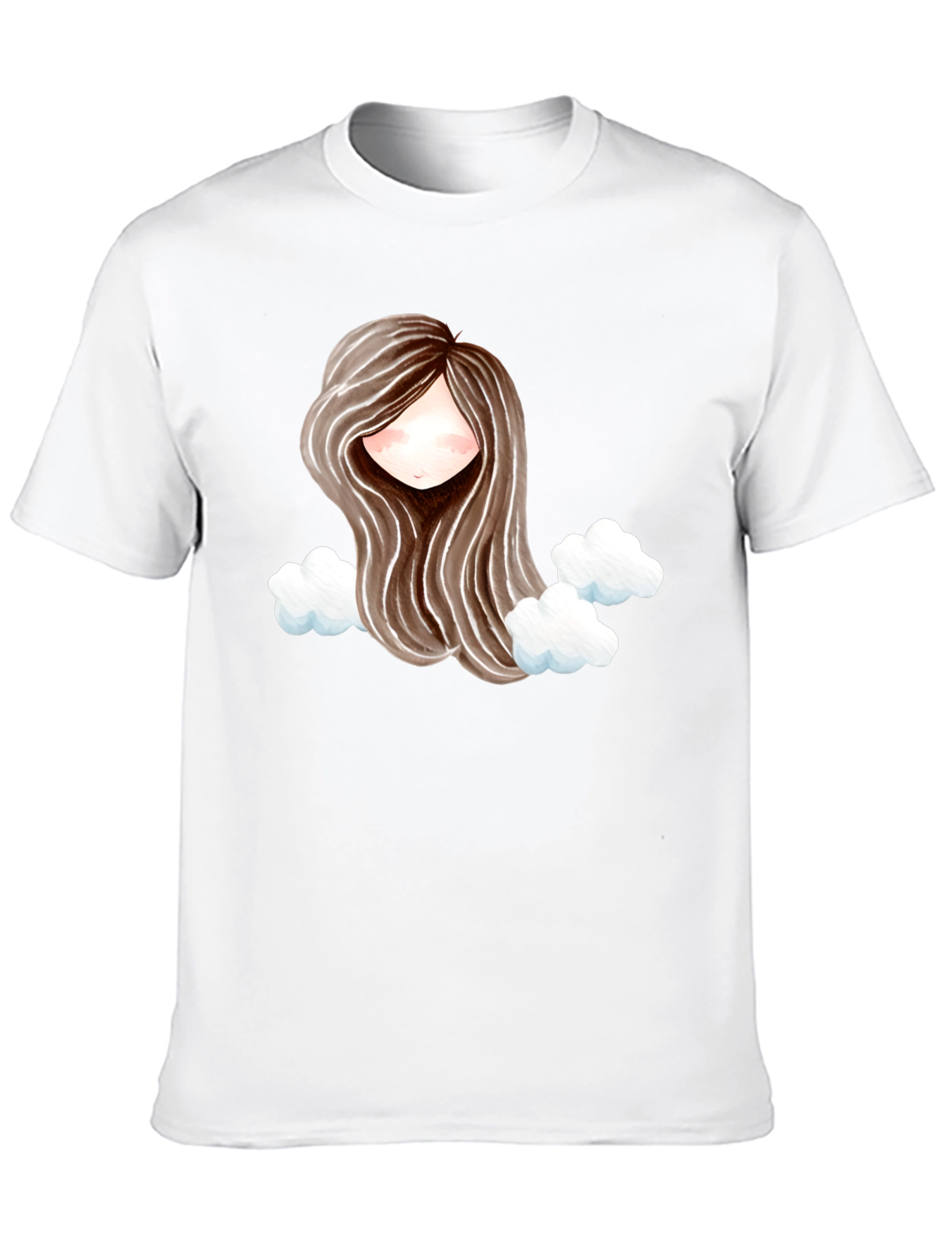 Black Whimsical Girl with Clouds Graphic Tee view 10
