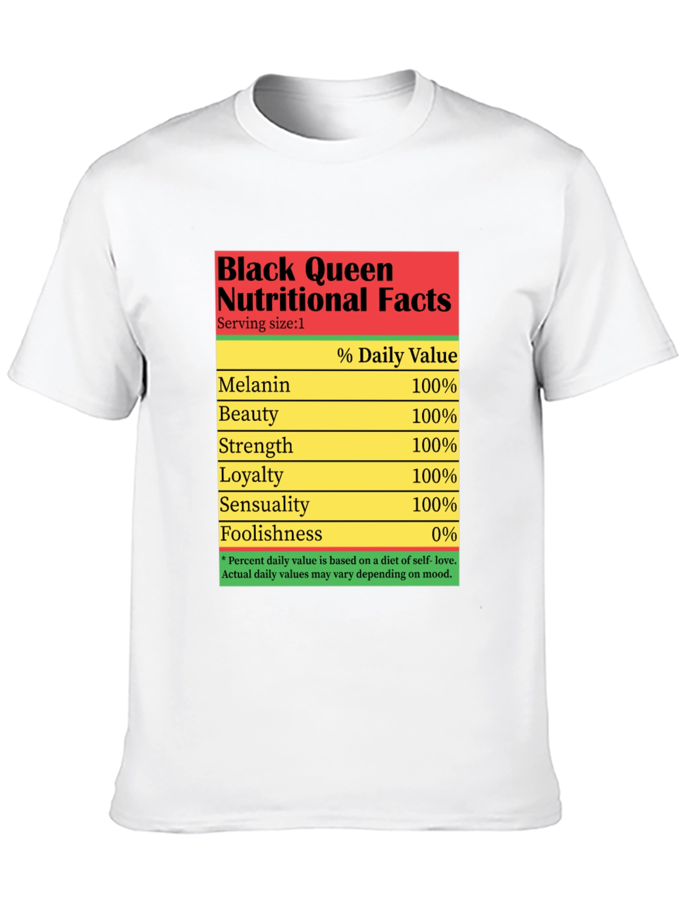Black Black Queen Nutritional Facts T-Shirt view 10