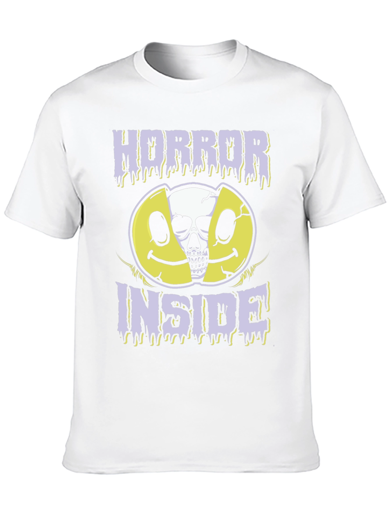 Black Horror Inside Graphic T-Shirt - Creepy Skull Smiley Face Tee view 10
