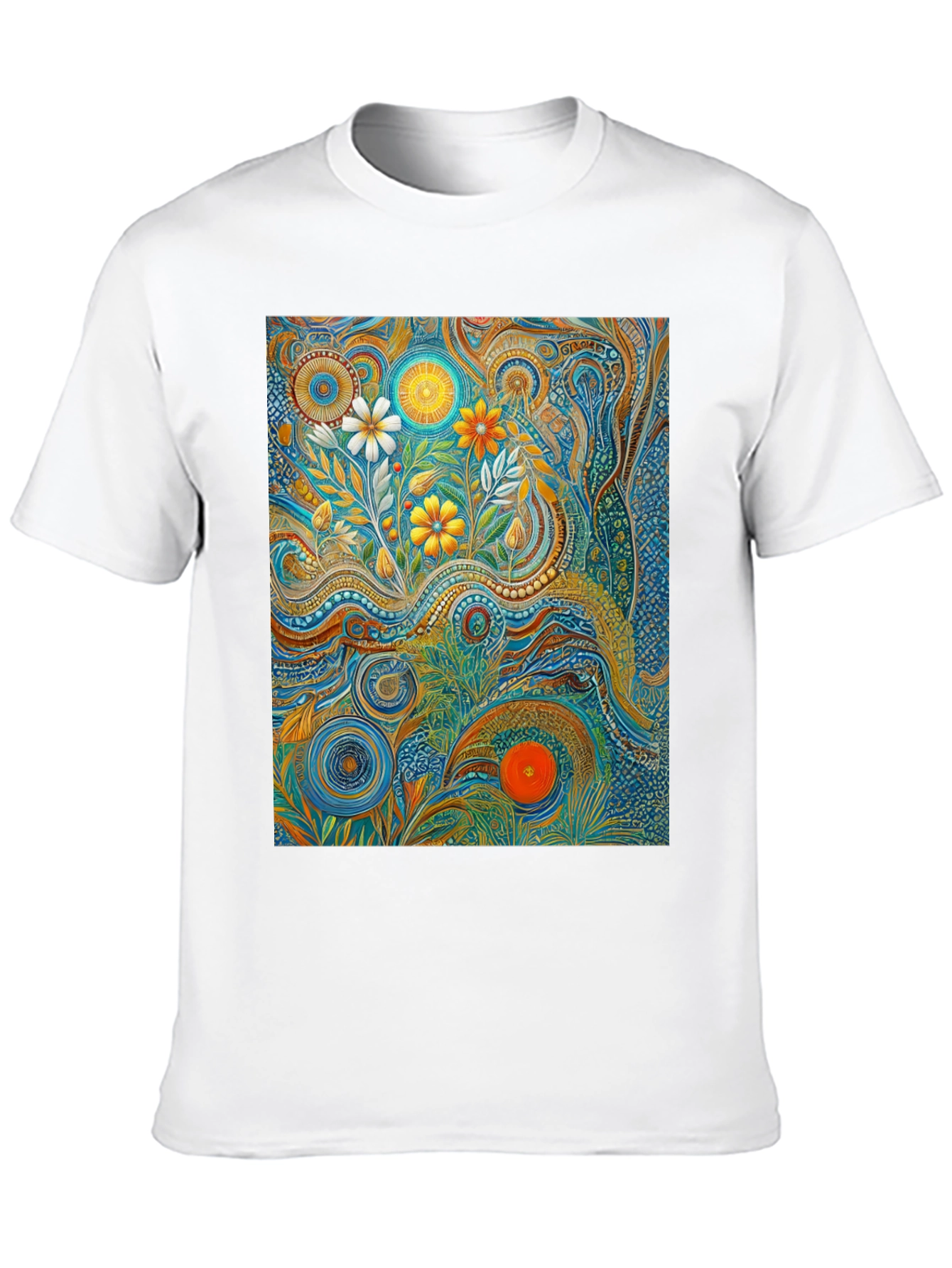 Black Psychedelic Floral Art T-Shirt view 10