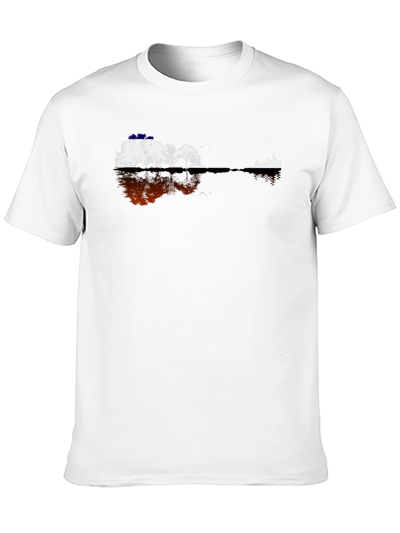 Black Guitar Landscape Graphic Tee - Black Cotton Blend view 10