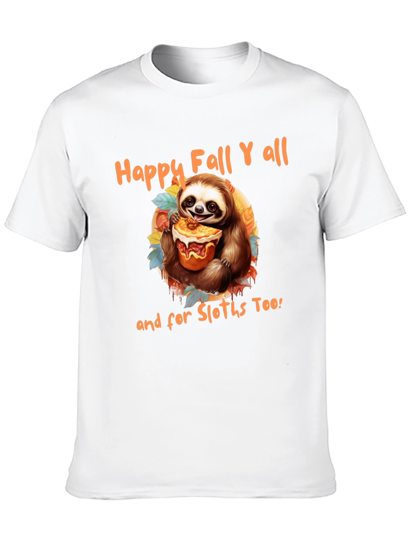 Black Happy Fall Y'all Sloth T-Shirt view 10