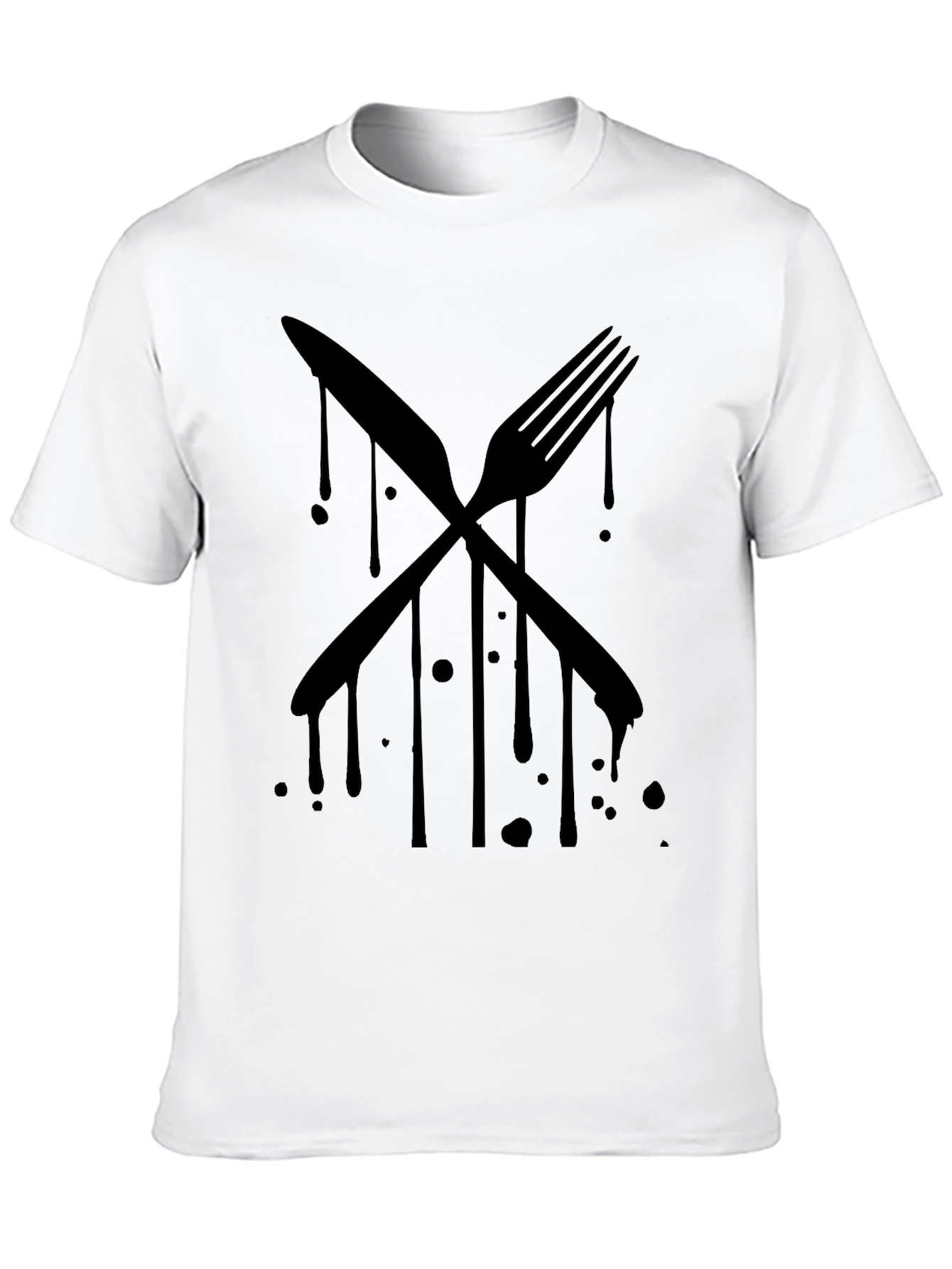 Black Black Drip Cutlery Graphic Tee view 10