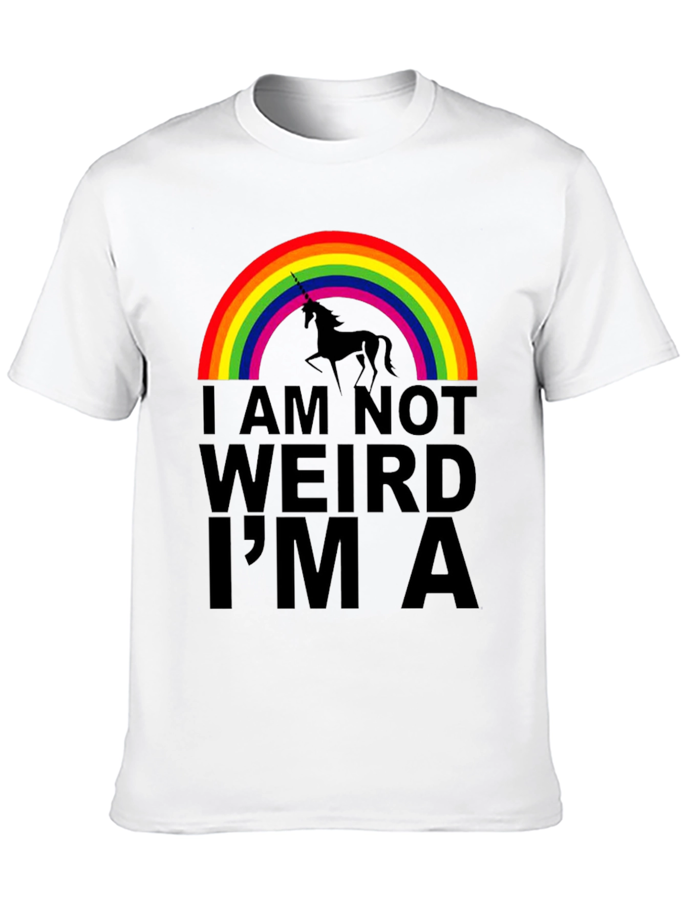 Black Unicorn Rainbow T-Shirt - I'm Not Weird, I'm A Unicorn! view 10