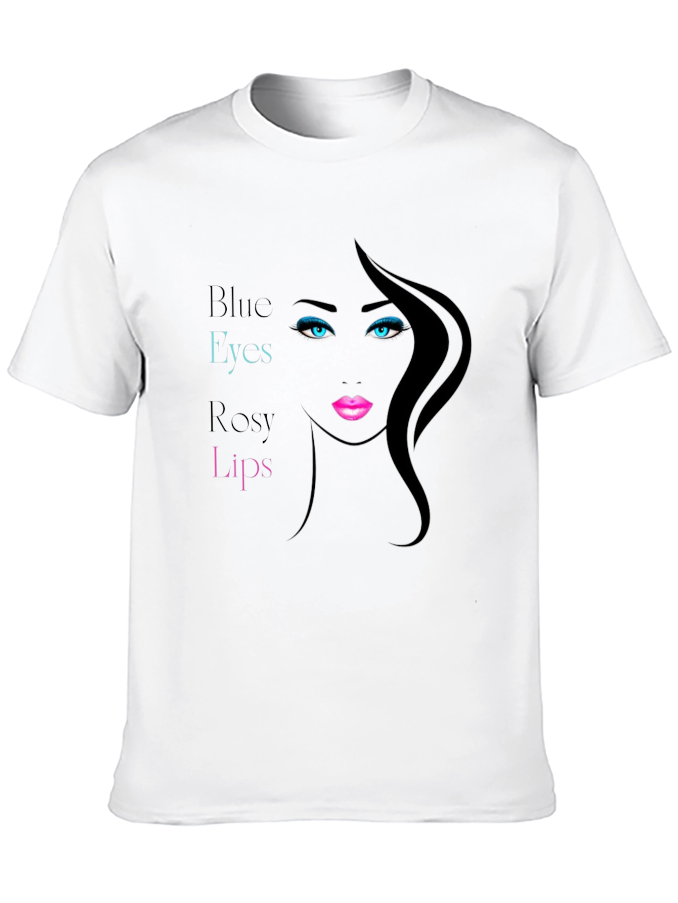 Black Blue Eyes Rosy Lips Graphic Tee view 10