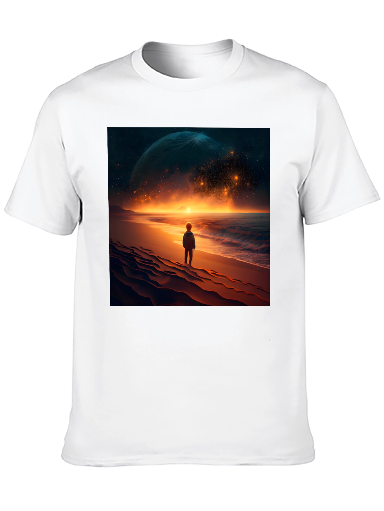 Black Cosmic Beach Graphic Tee - Black Cotton Blend view 10