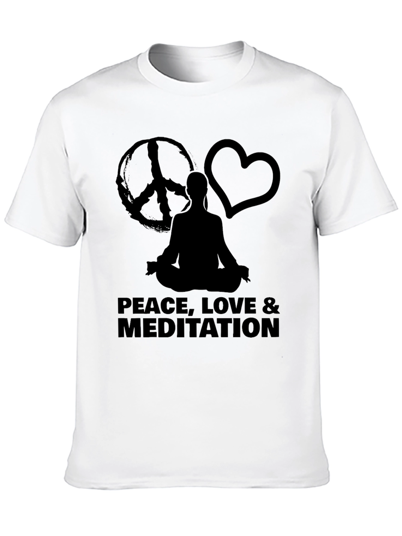 Black Peace Love Meditation Graphic Tee - Black view 10