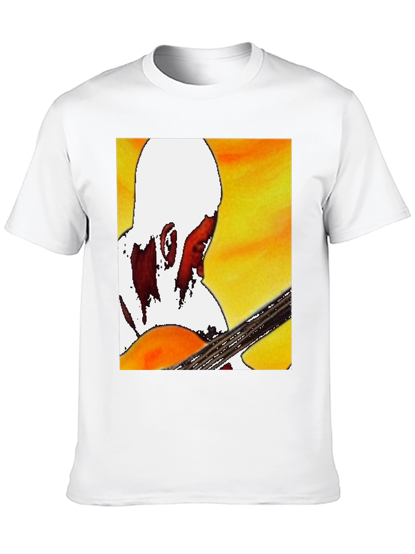 Black Guitar Player Graphic T-Shirt - Classic Crew Neck view 10