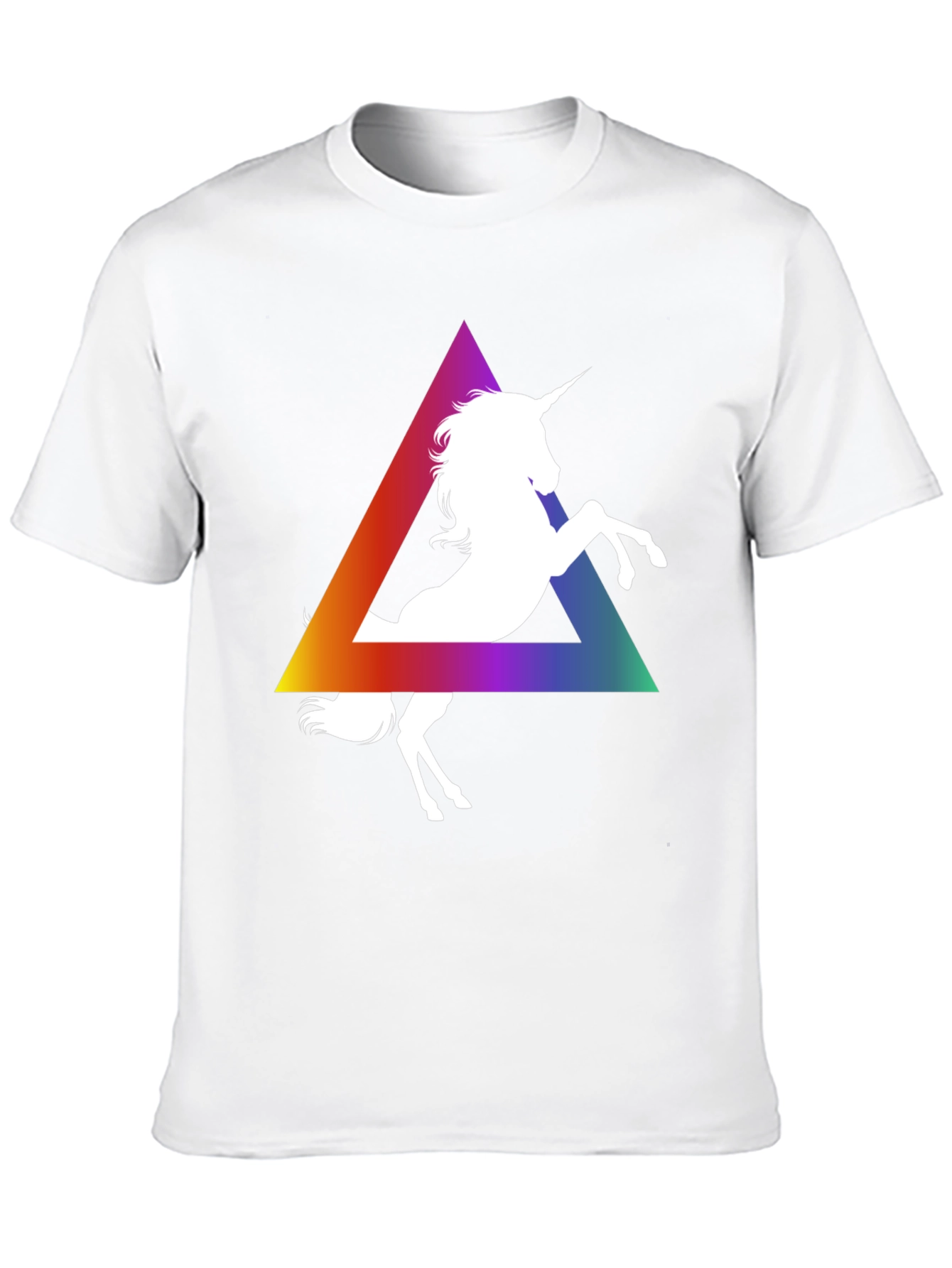 Black Unicorn Rainbow Triangle Graphic Tee - Black Cotton T-Shirt view 10