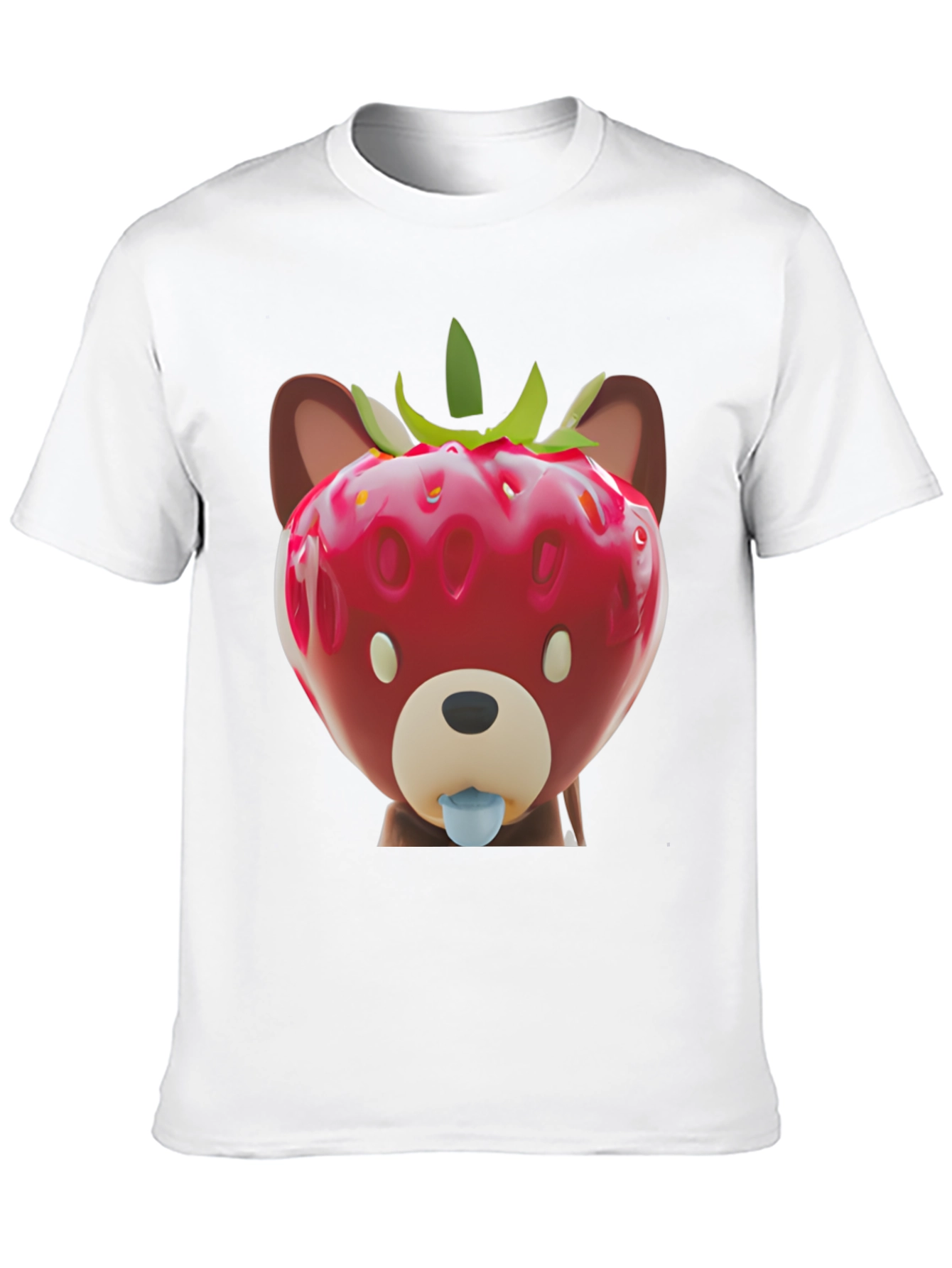 Black Strawberry Bear Graphic Tee - Unique Men's Black T-Shirt view 10