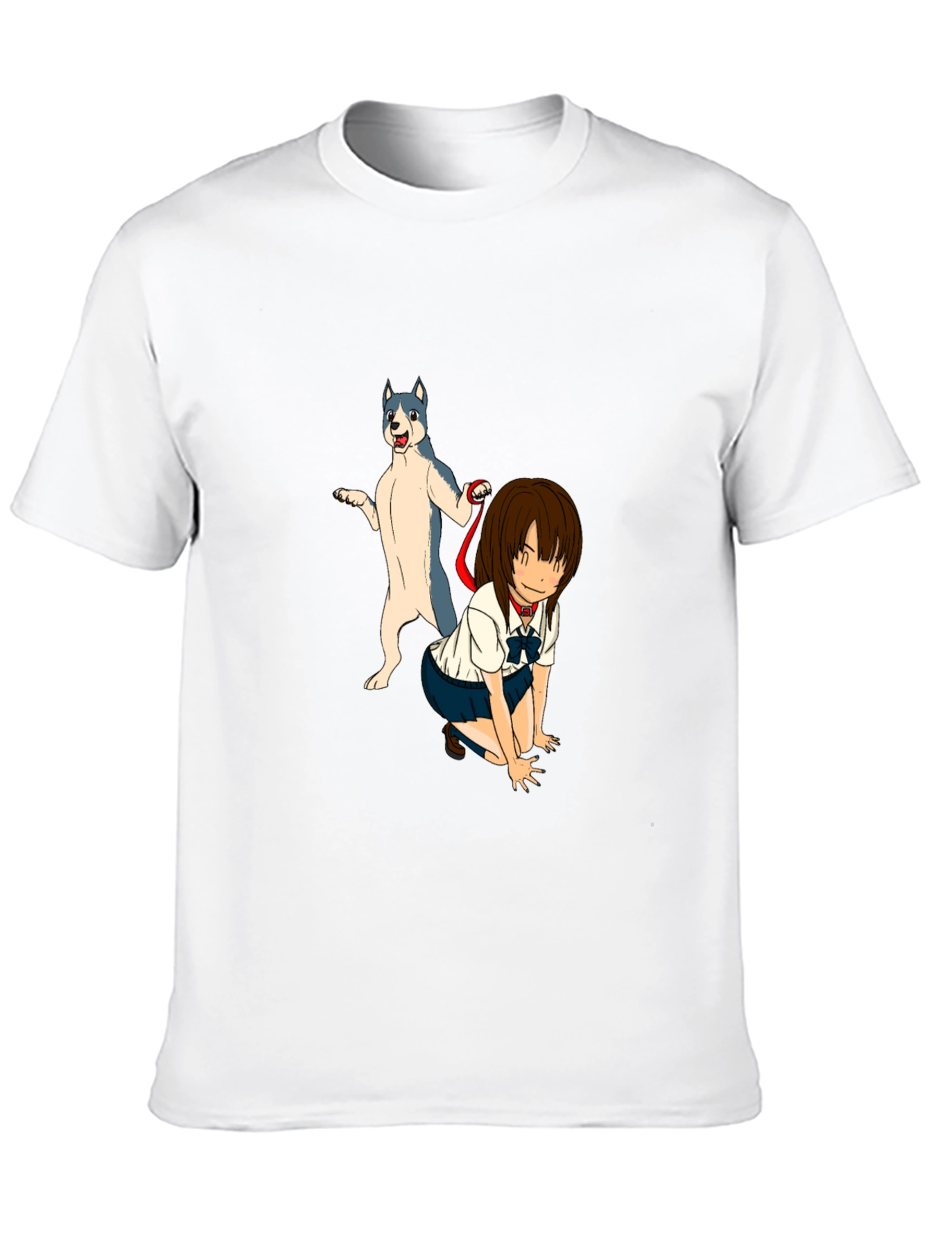 Black Anime Girl & Dog Graphic Black T-Shirt view 10