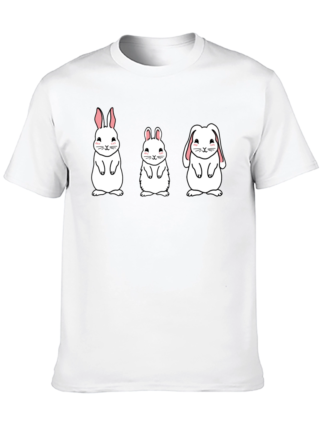 Black Cute Bunny Graphic Tee - Black Cotton Shirt view 10