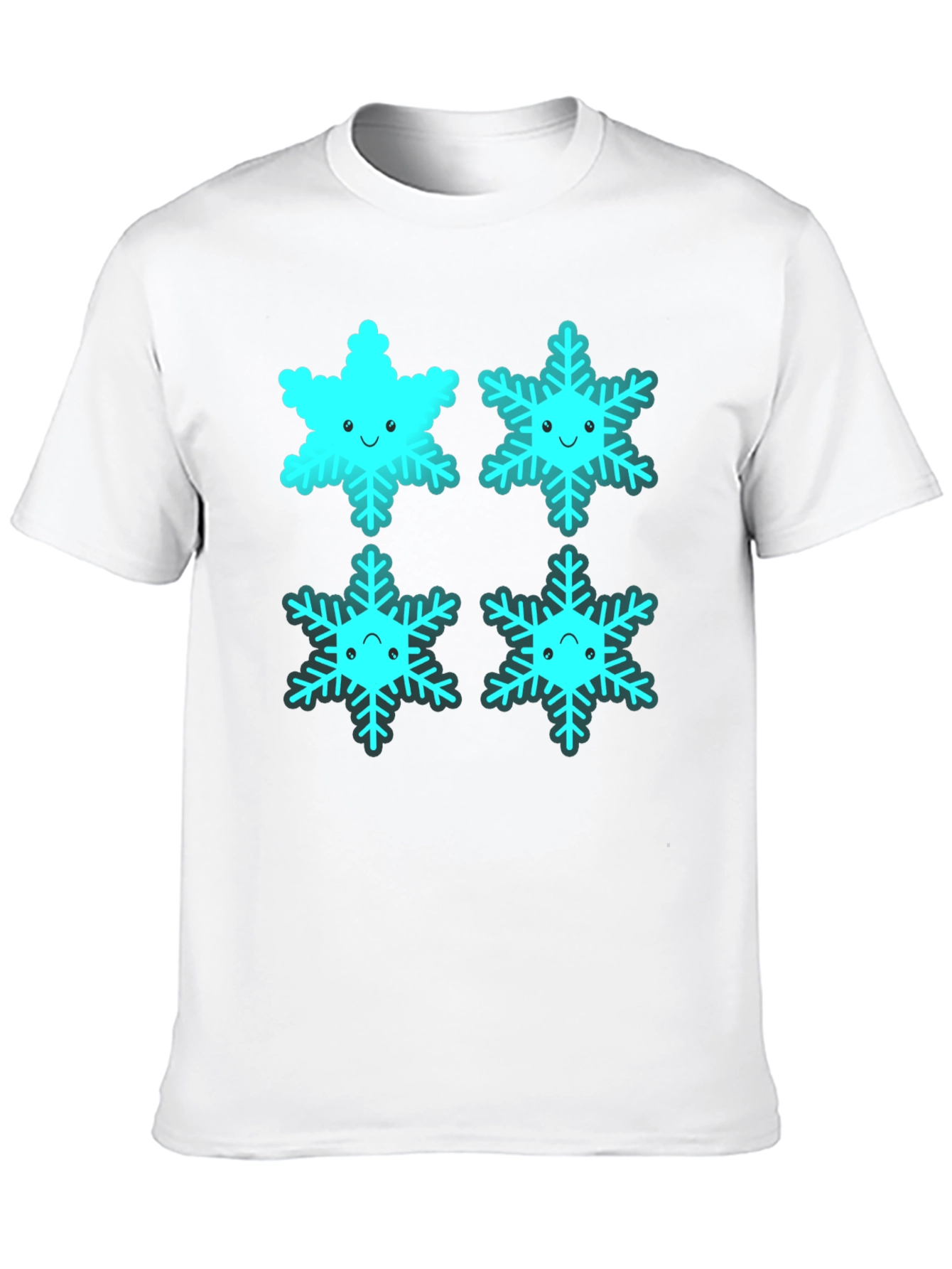 Black Cute Cartoon Snowflake Graphic Tee - Black view 10
