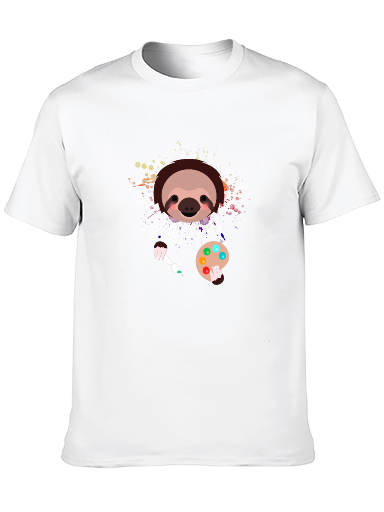 Black Sloth Artist Graphic T-Shirt - Cute Painter Tee view 10