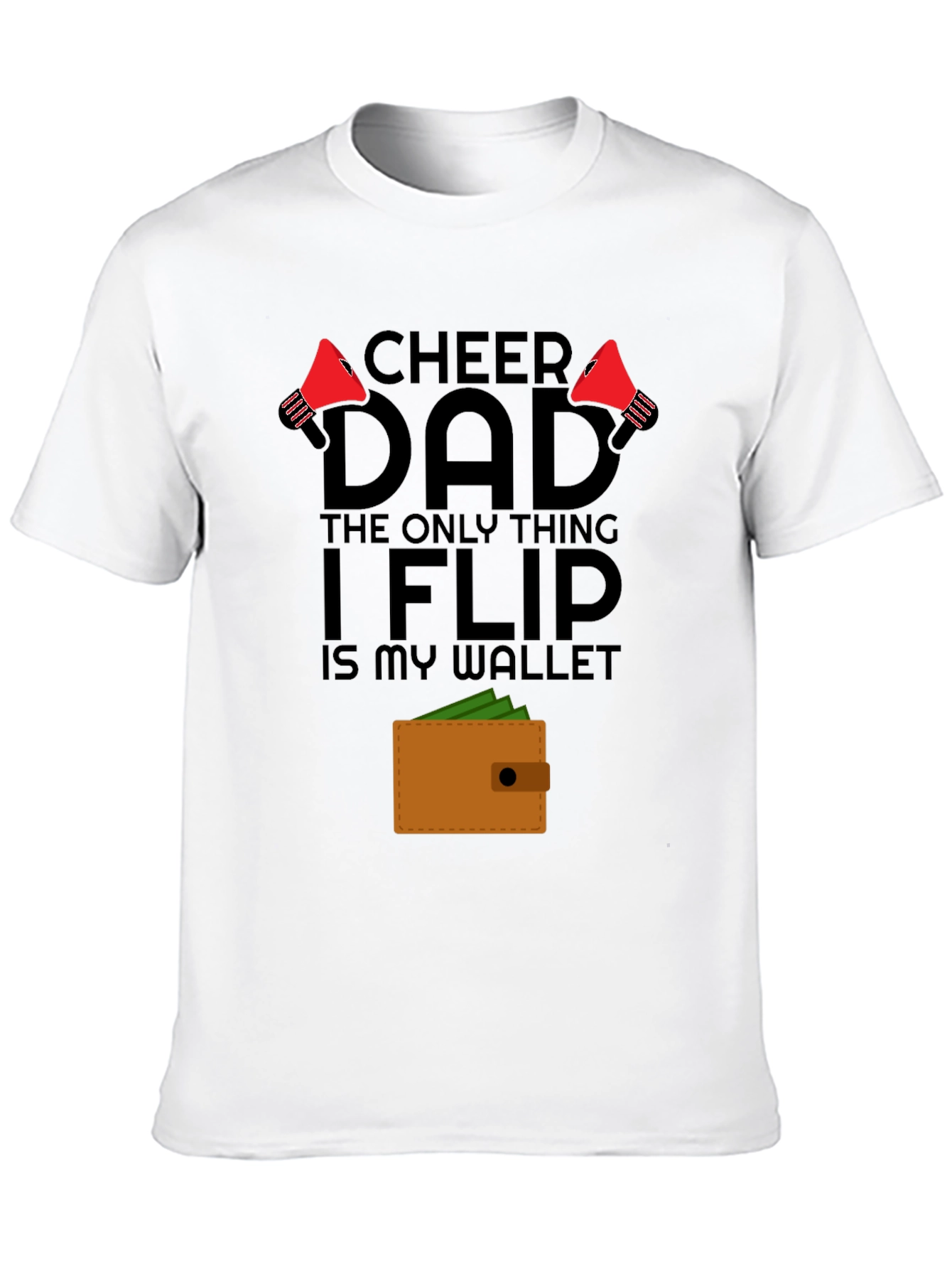 Black Cheer Dad Wallet Flip T-Shirt - Gift for Dad view 10