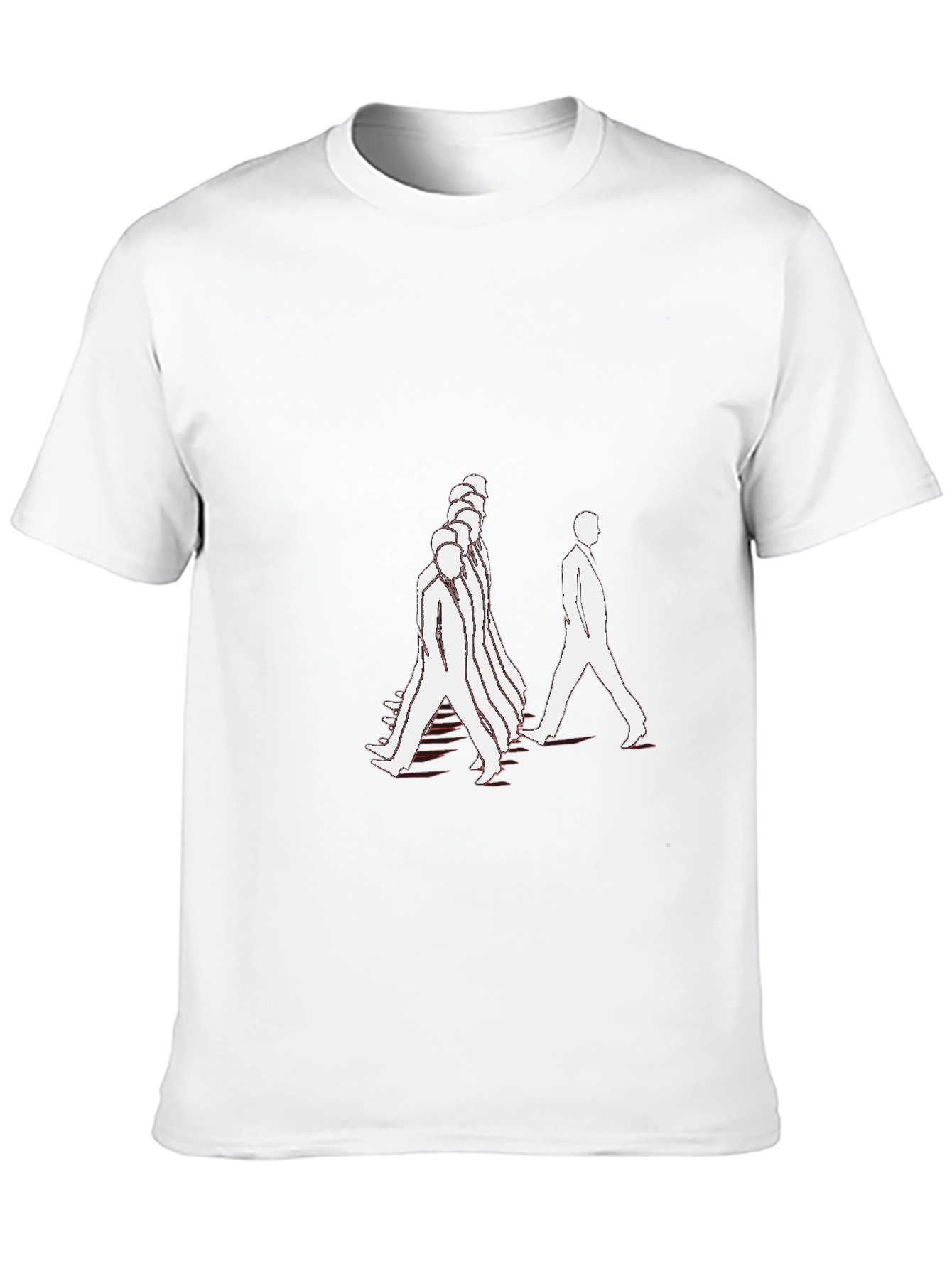 Black Black T-Shirt with Walking Figures Print view 10