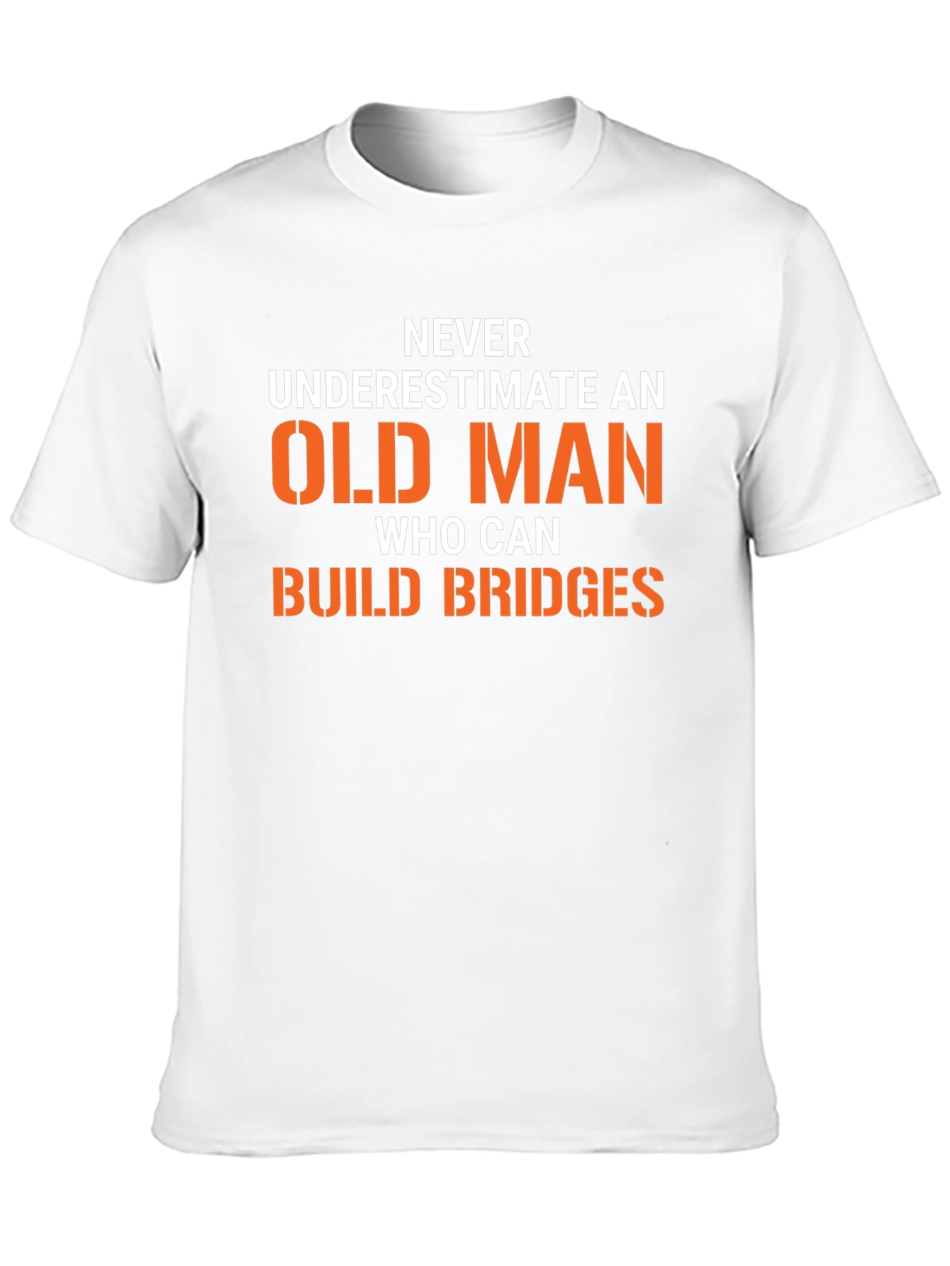 Black Funny "Old Man Build Bridges" Graphic Tee view 10