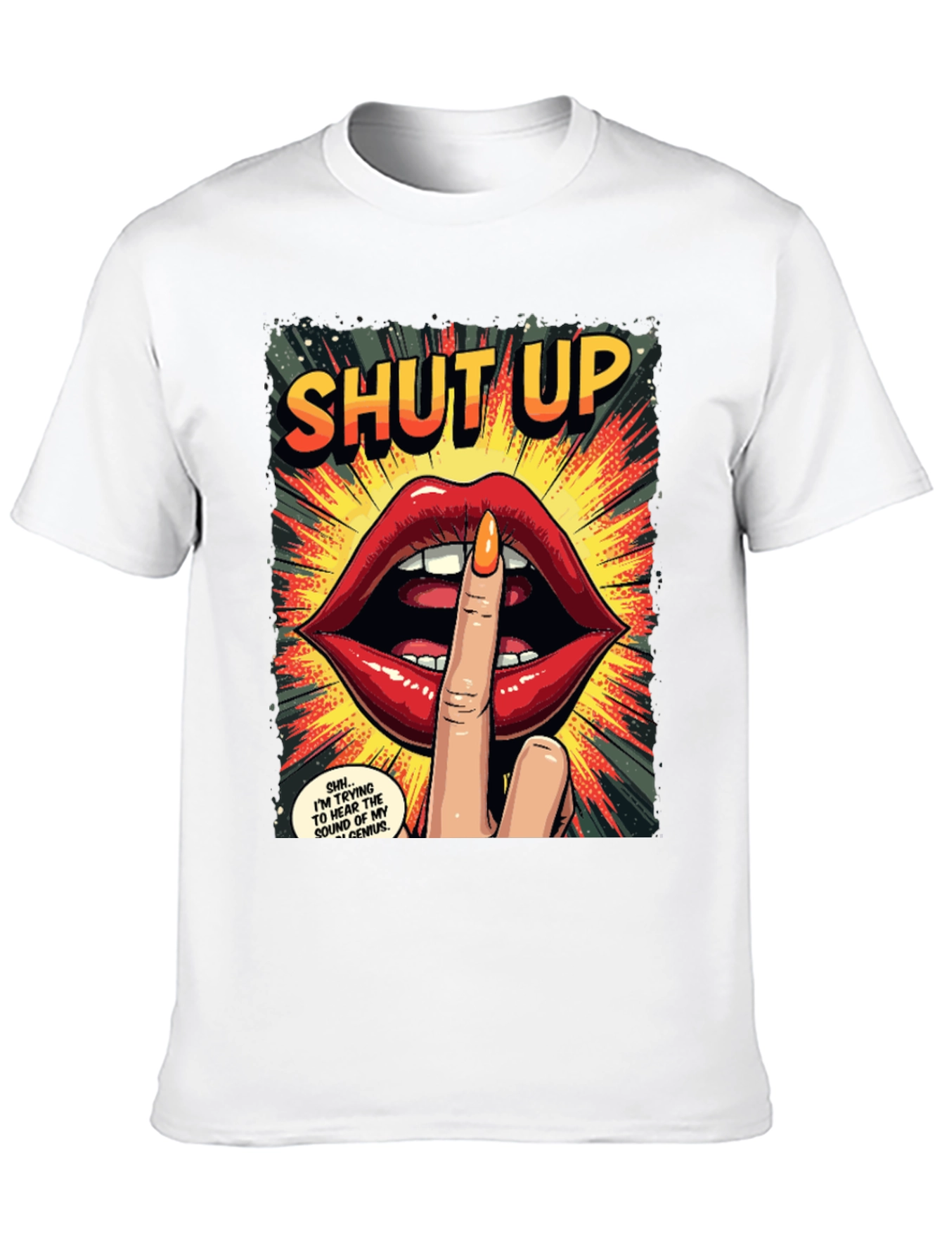Black Shut Up Graphic Tee - Comic Book Style view 10