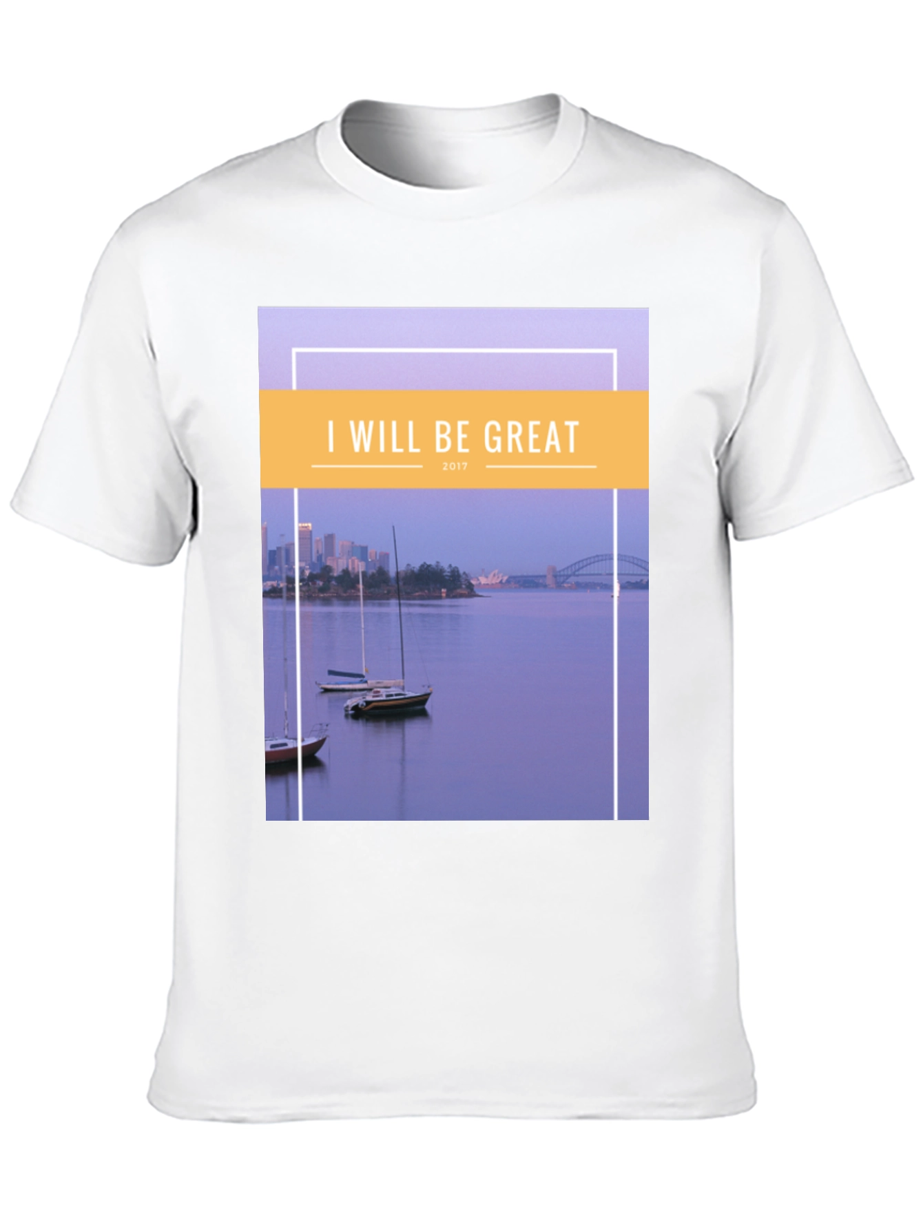 Black I Will Be Great T-Shirt: Sydney Harbour Design, Cotton Blend view 10