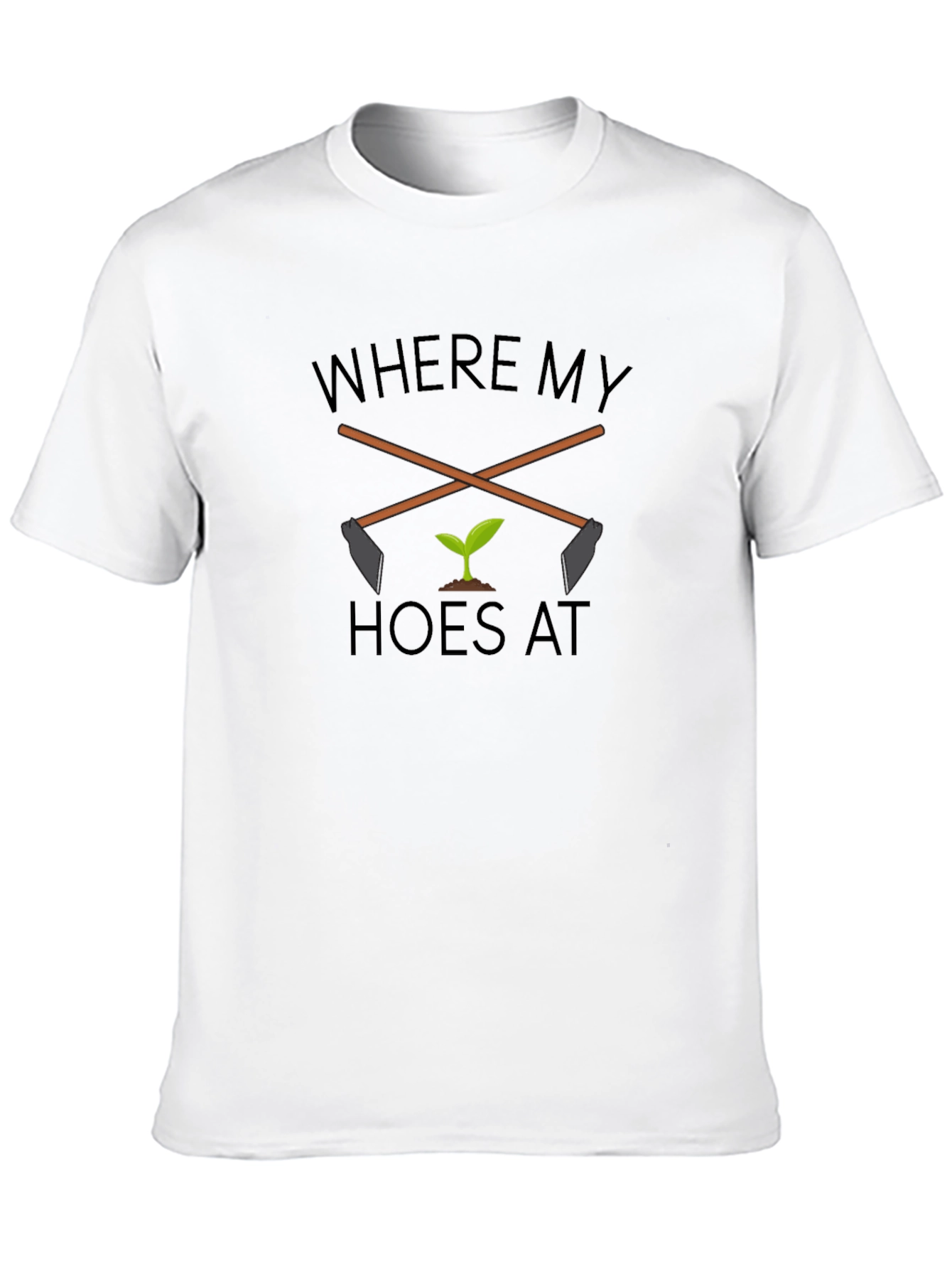 Black Where My Hoes At? Black Graphic T-Shirt view 10