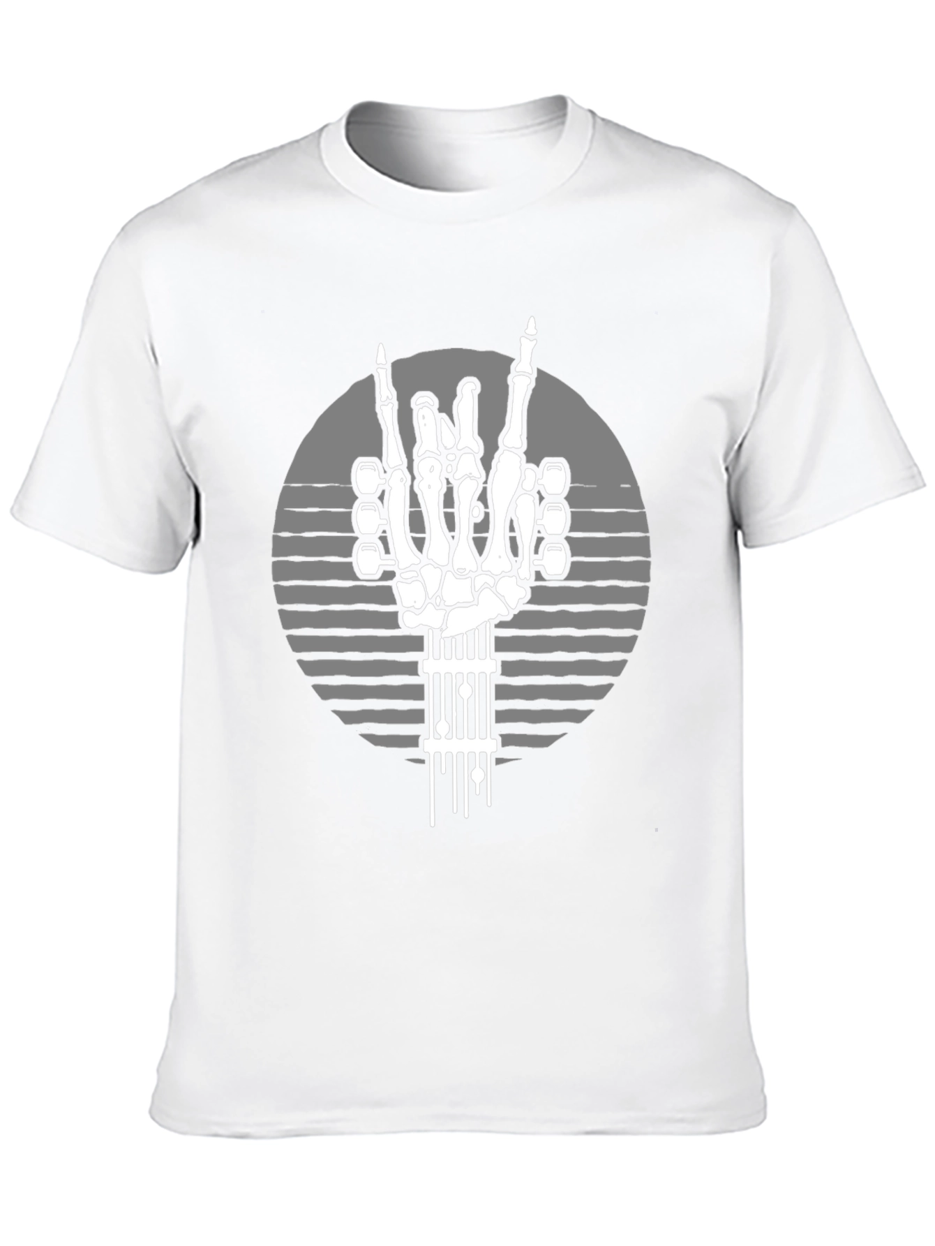 Black Rock On Skeleton Guitar Hand T-Shirt view 10