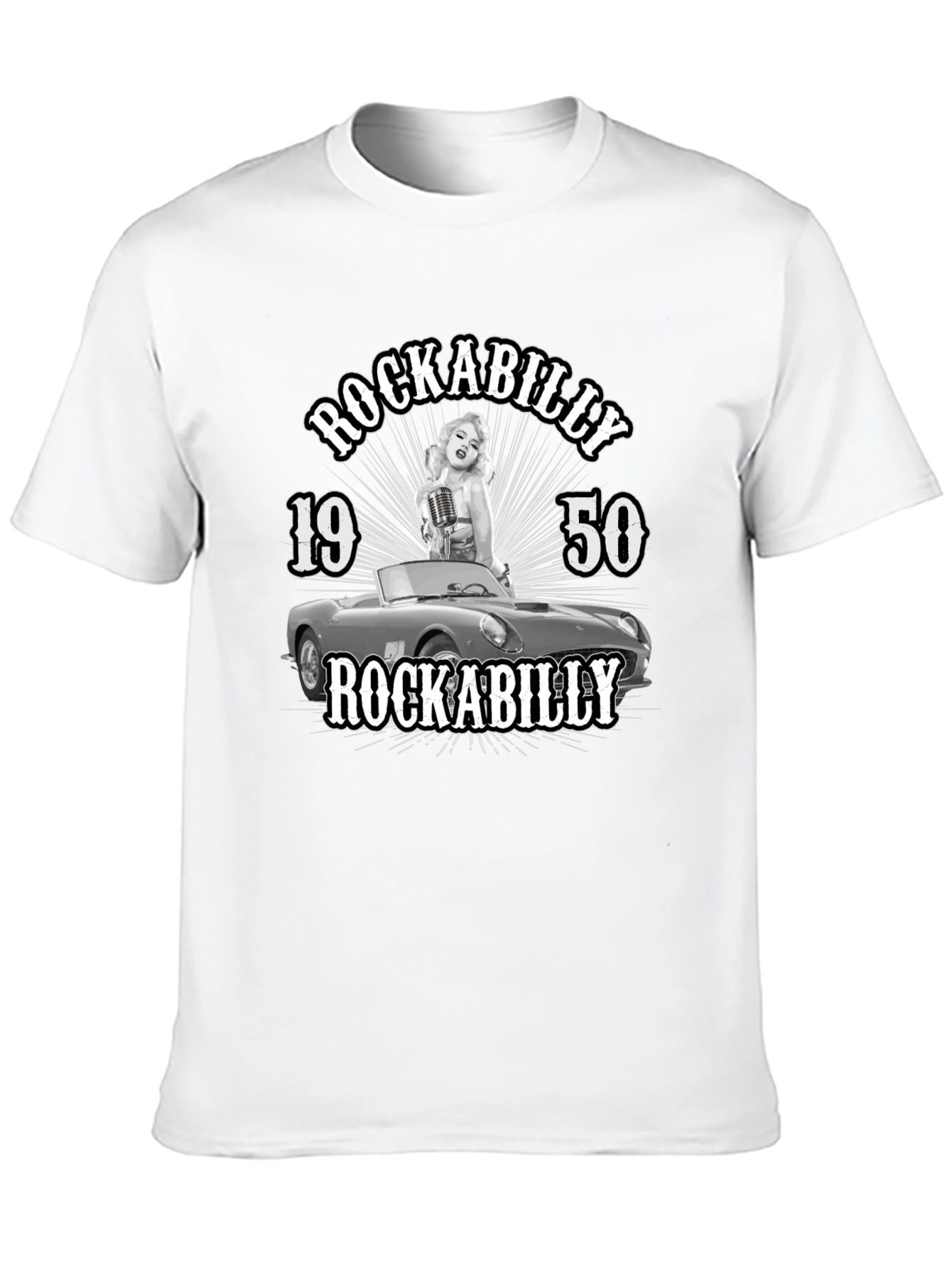 Black Rockabilly 1950s Graphic T-Shirt view 10