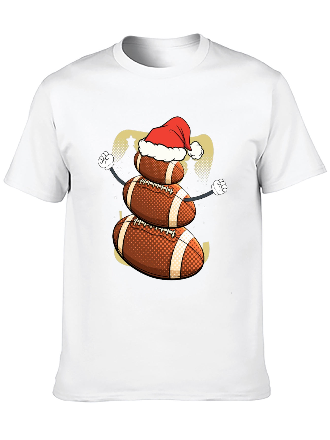 Black Football Snowman Christmas T-Shirt view 10