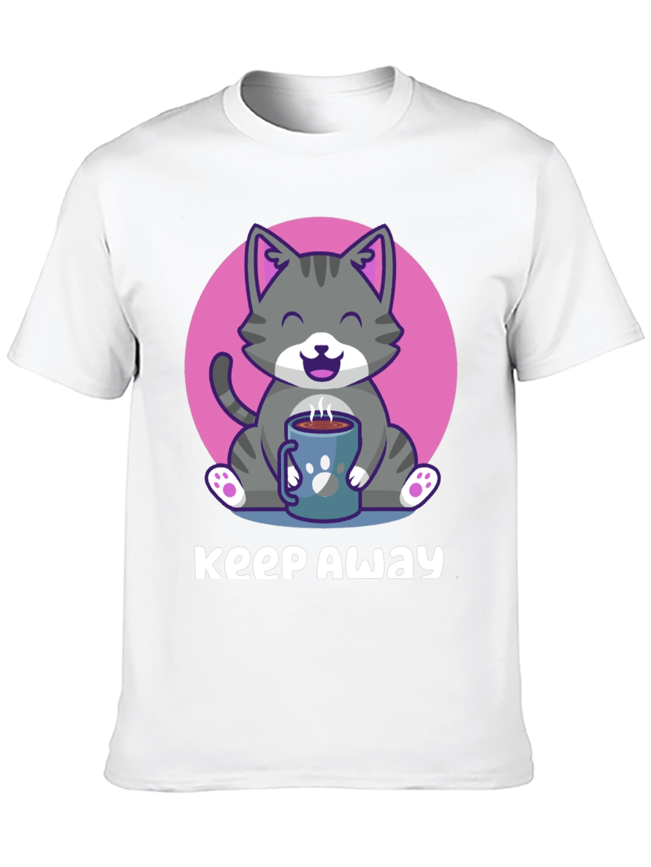 Black Keep Away Gray Cat Coffee T-Shirt view 10