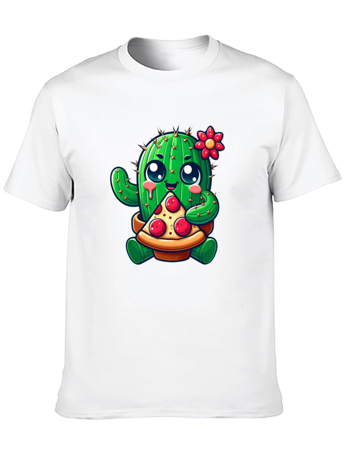 Black Cactus Pizza Lover Black T-Shirt view 10