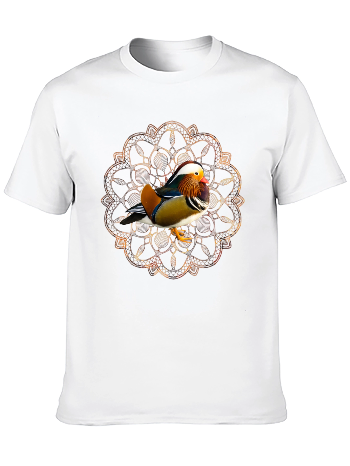 Black Mandarin Duck Mandala Graphic Tee - Stylish Men's T-Shirt view 10