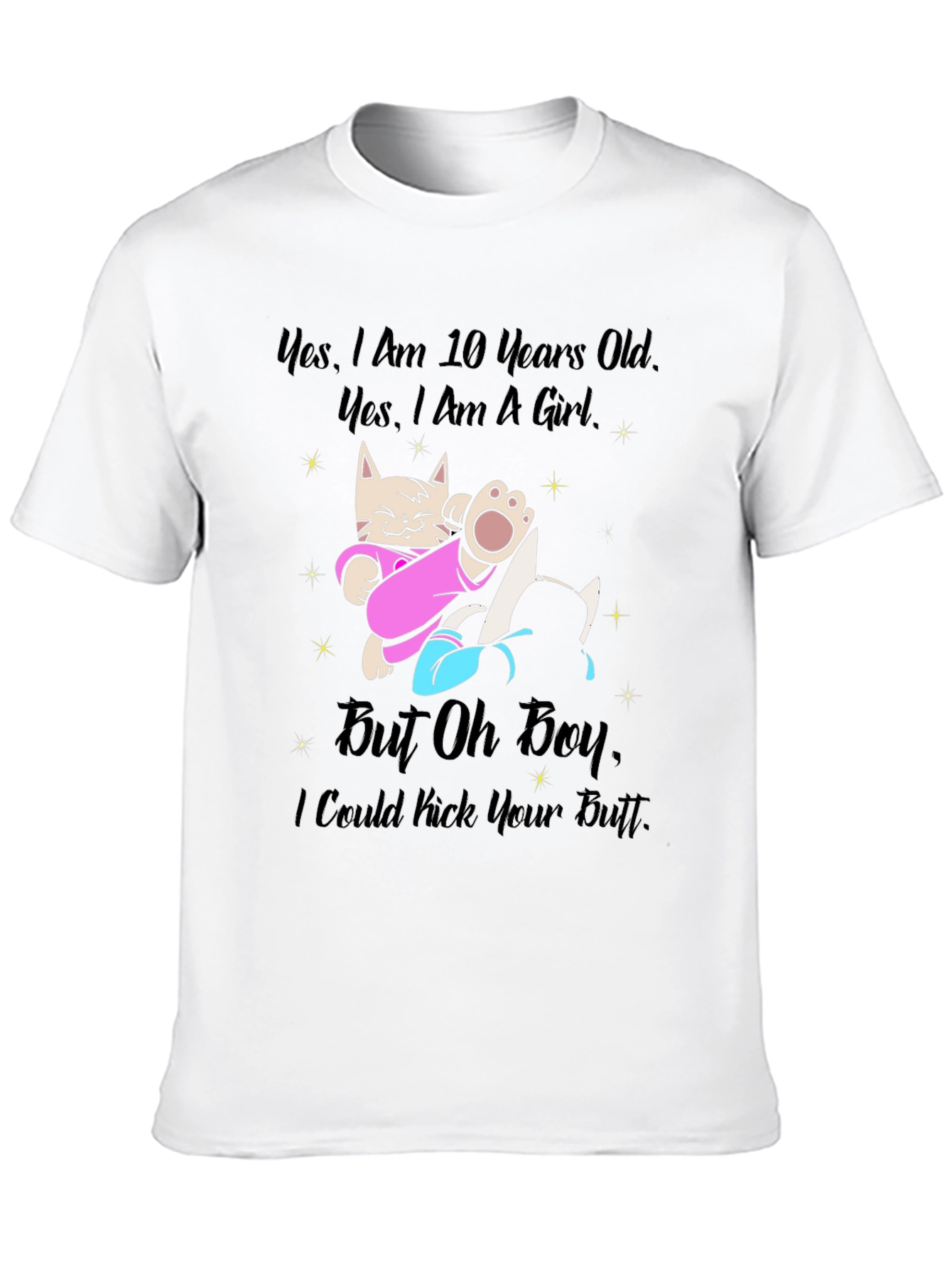 Black Funny Cat T-Shirt - Yes, I Am A Girl view 10