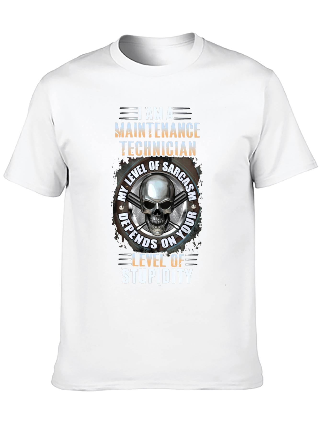 Black Maintenance Technician Skull Graphic T-Shirt view 10