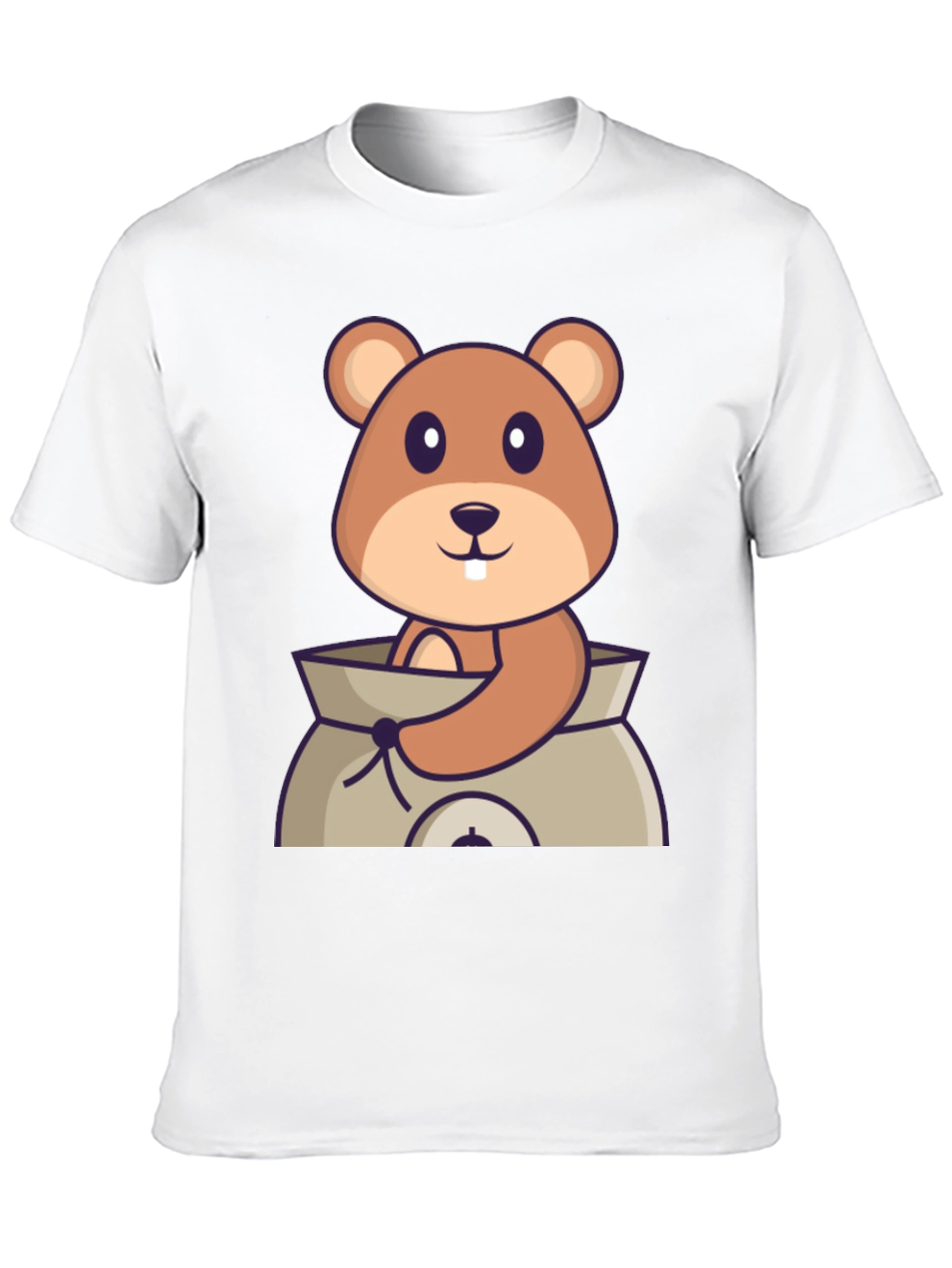 Black Cartoon Groundhog in Sack Black T-Shirt view 10