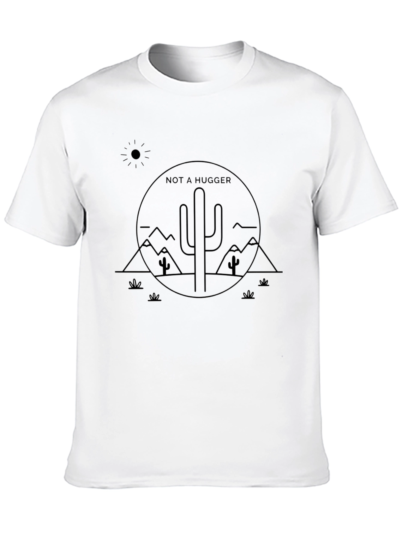 Black Not A Hugger Cactus Graphic Tee - Soft Black Cotton T-Shirt view 10