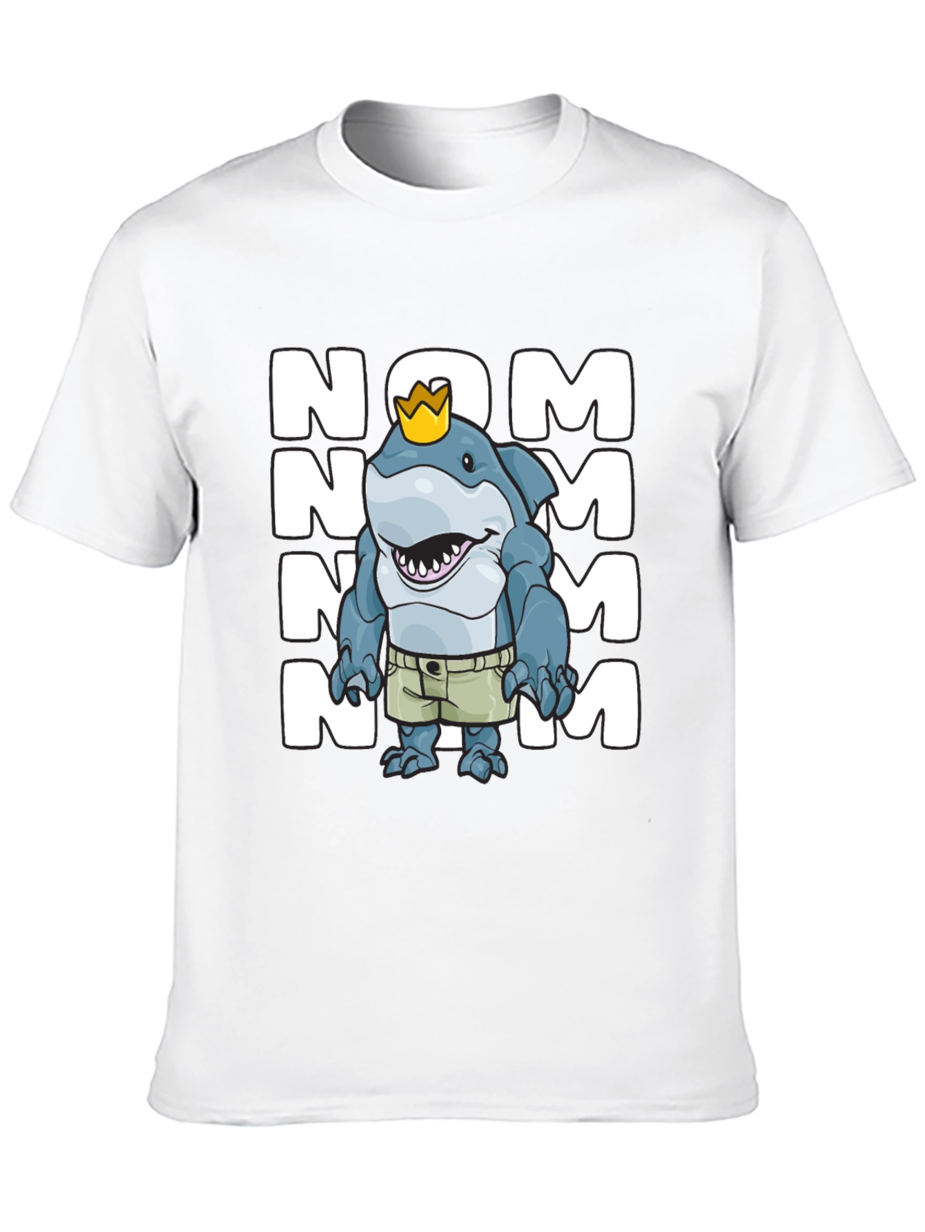 Black Nom Shark T-Shirt - Funny Cartoon Shark Graphic Tee view 10