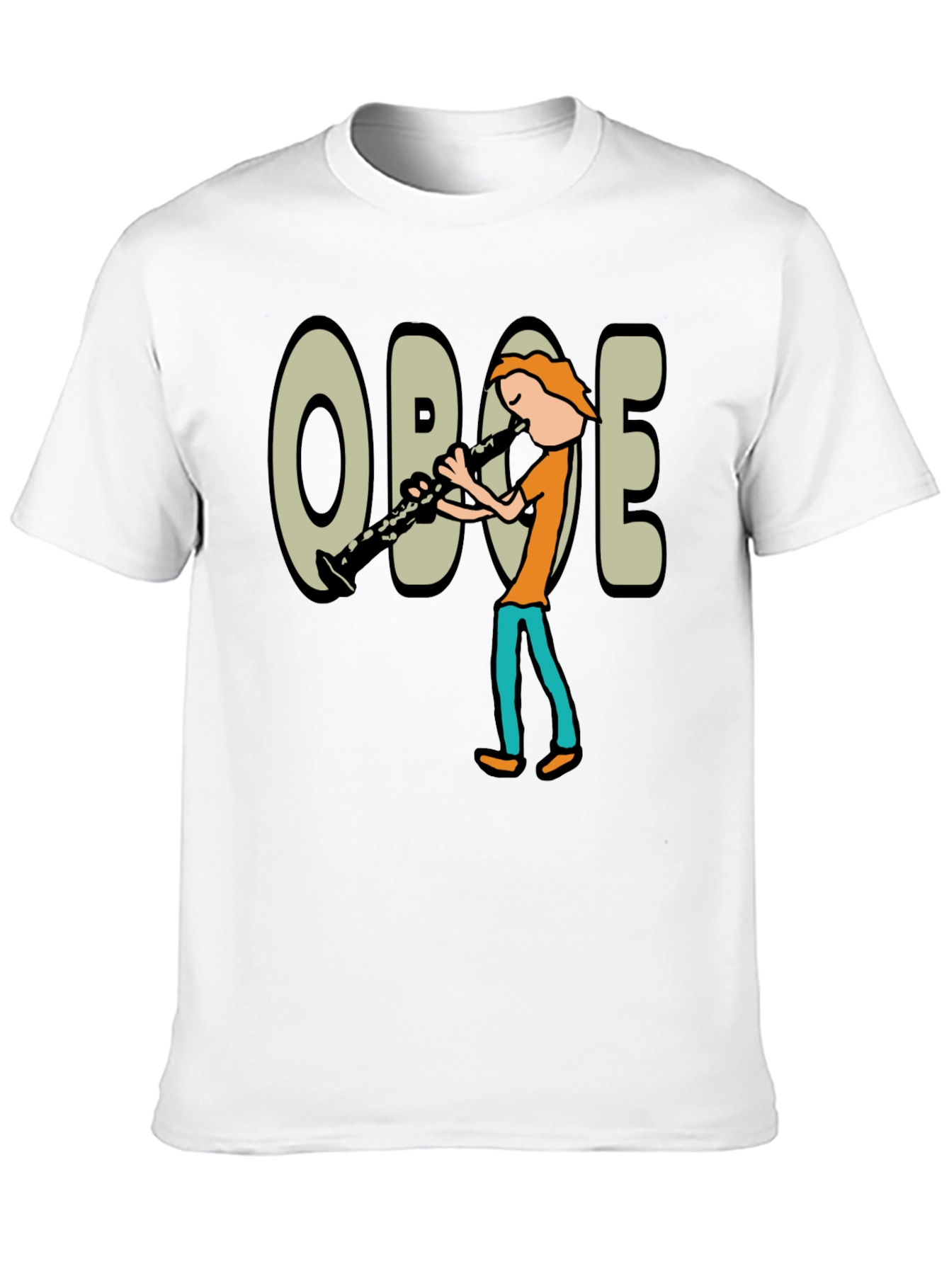 Black Oboe Cartoon Graphic T-Shirt view 10