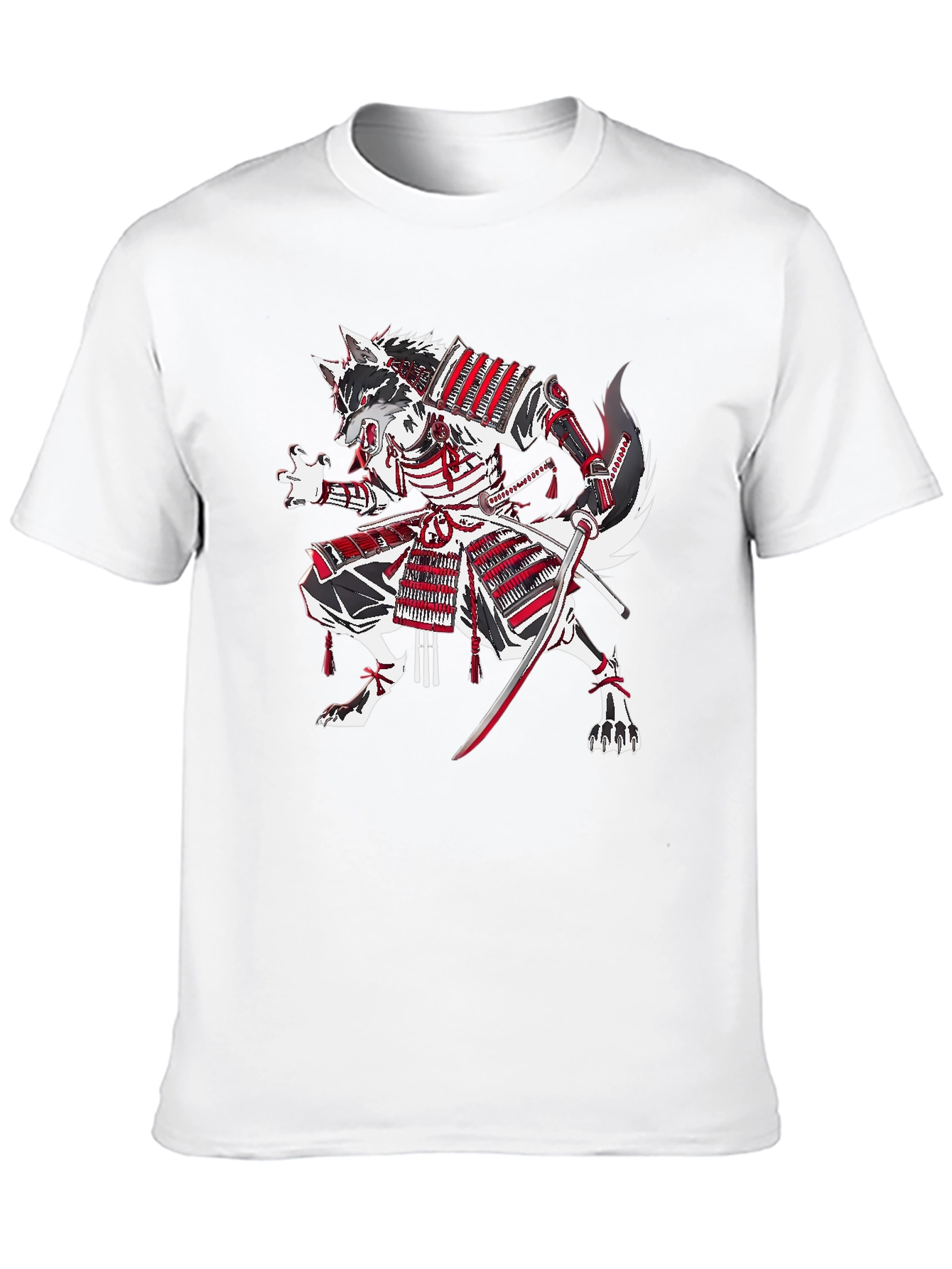 Black Samurai Wolf Graphic T-Shirt view 10