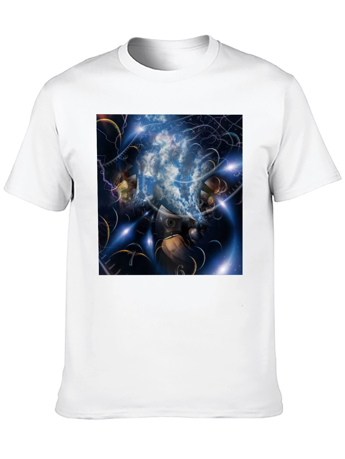Black Surreal Clockwork Dreamscape Graphic Tee view 10