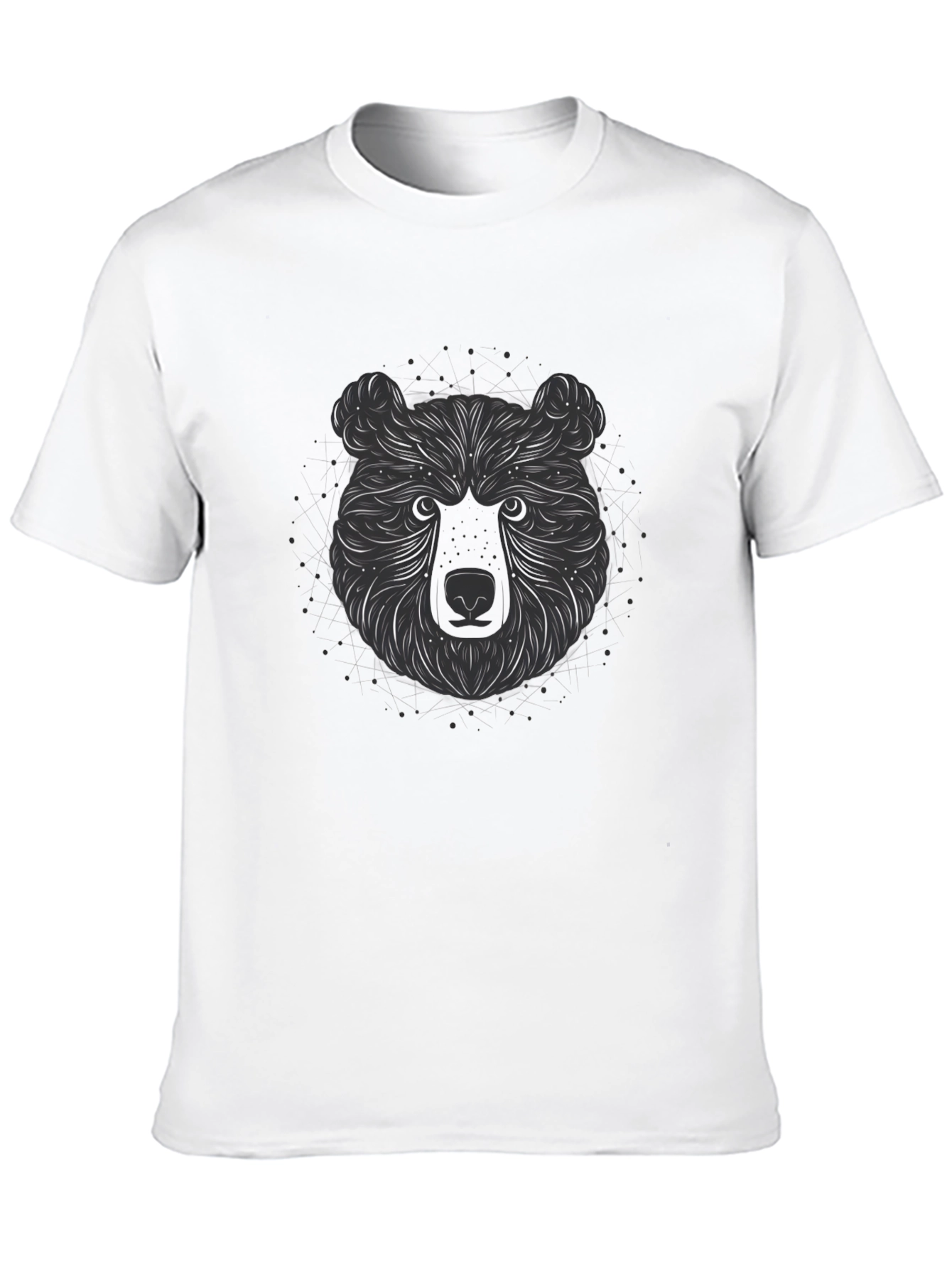 Black Abstract Bear Graphic Tee - Stylish Men's Black T-Shirt view 10