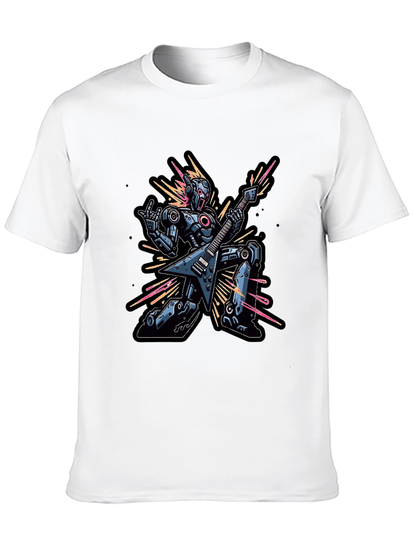 Black Robot Guitarist Graphic Tee - Black view 10