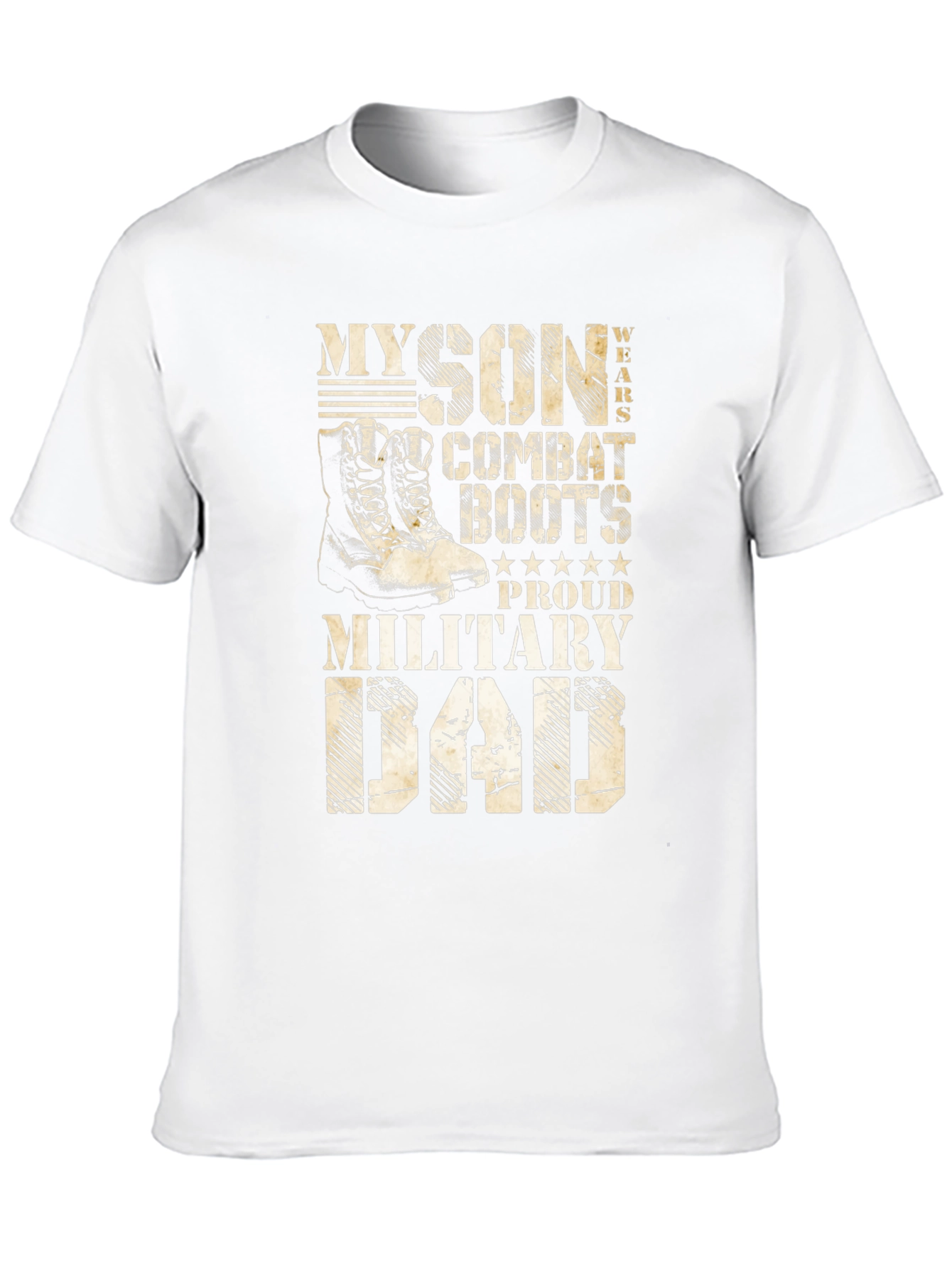 Black Proud Military Dad T-Shirt - Son Wears Combat Boots view 10