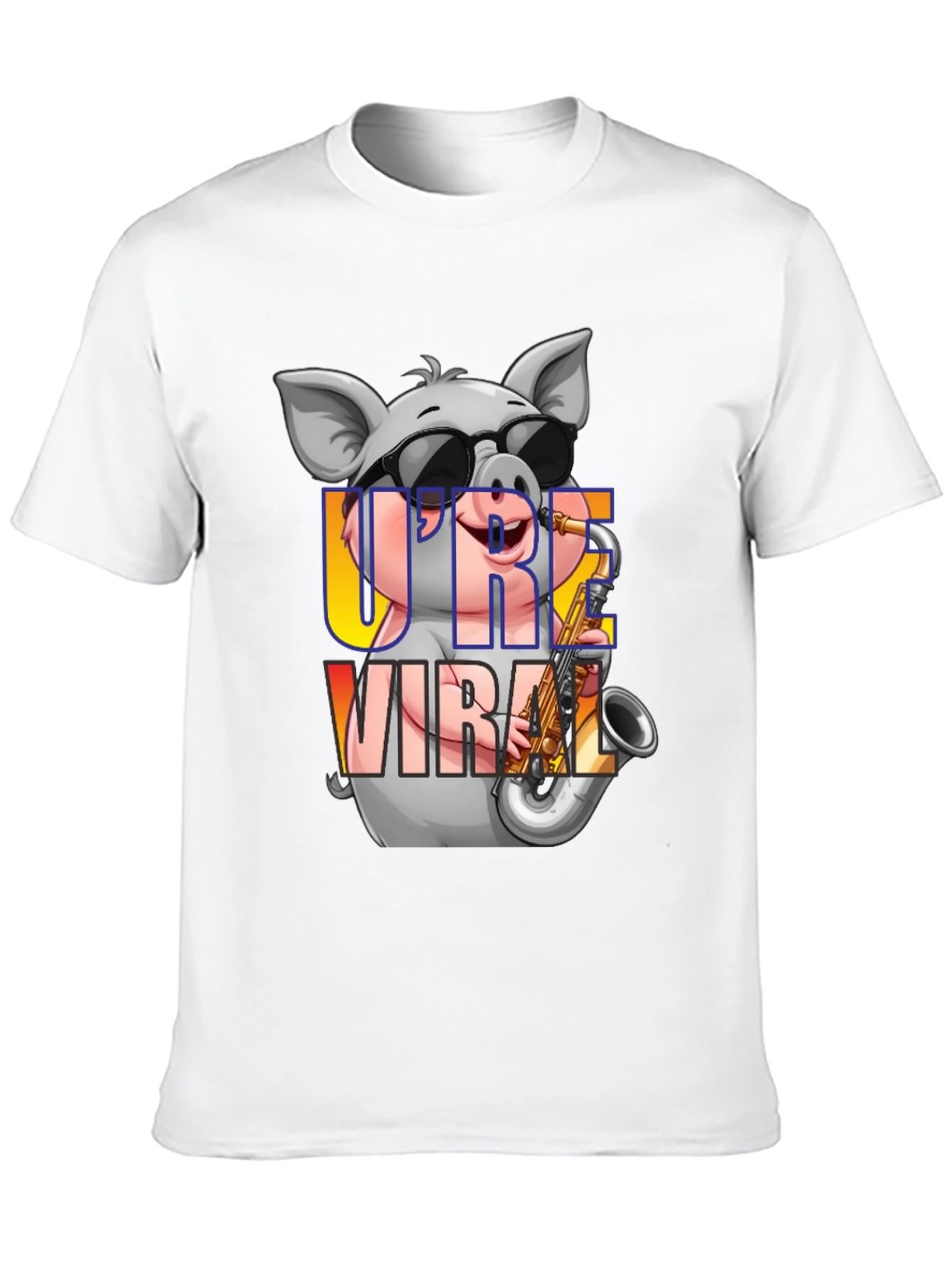 Black Cool Pig Saxophone T-Shirt view 10